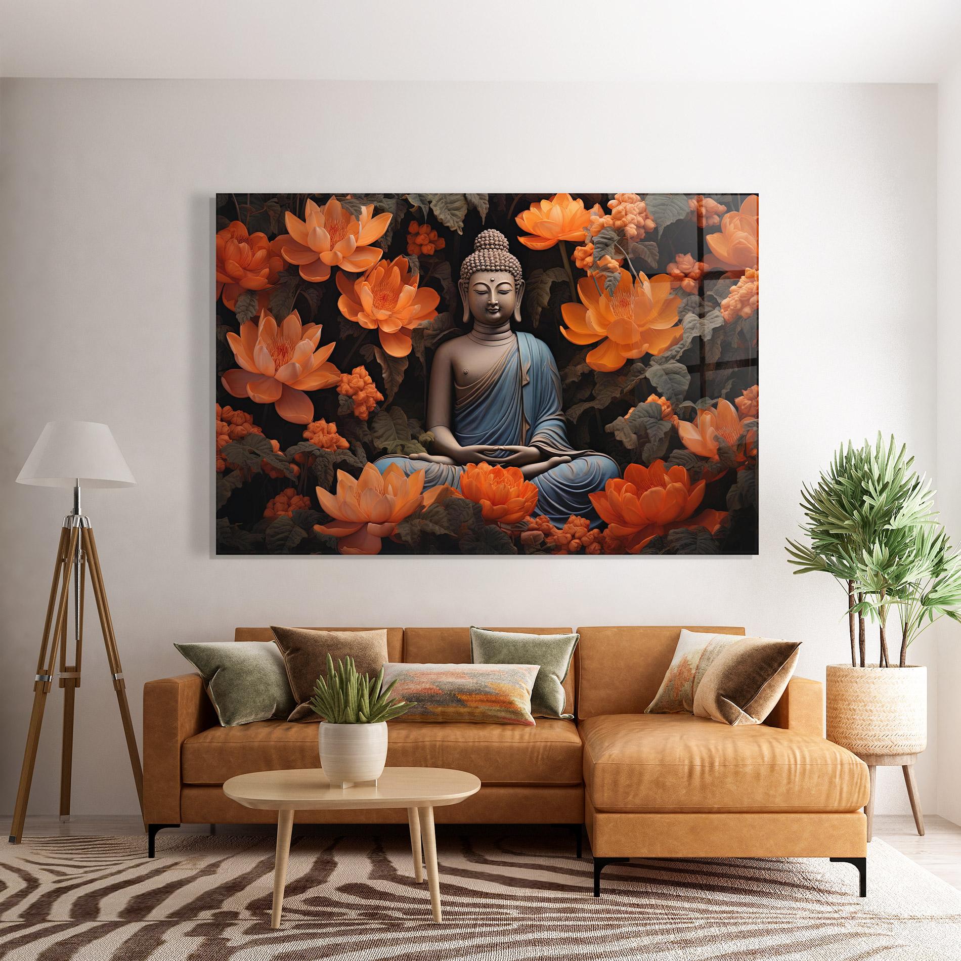 Üvegkép Big Flower Buddha mockup 7