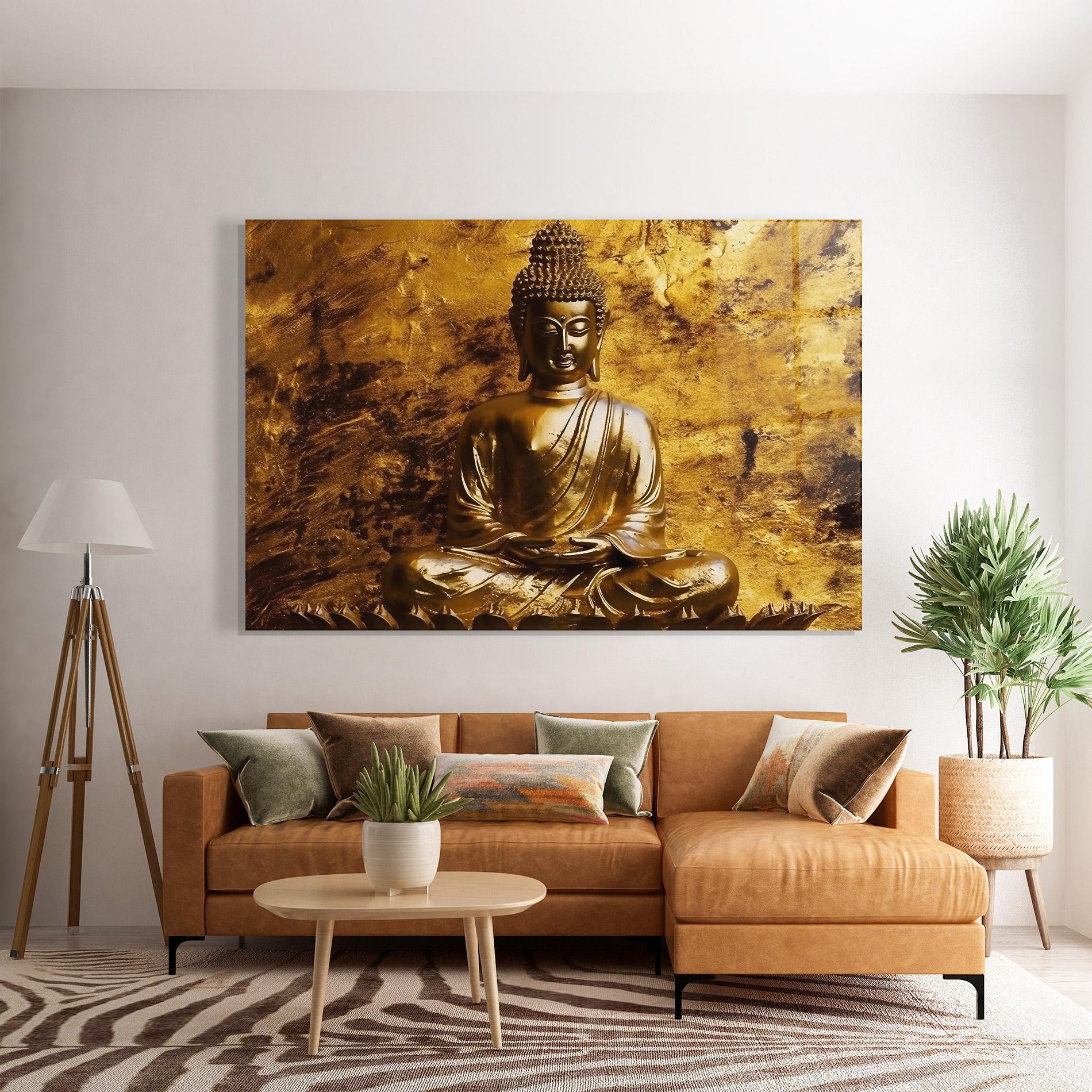 Üvegkép Statue Gold Buddha mockup 7