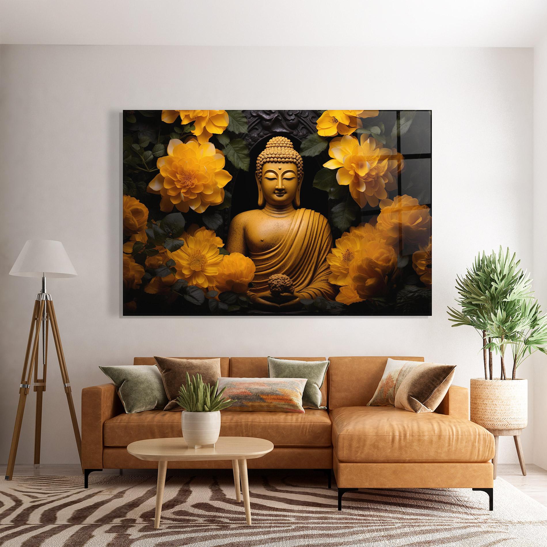 Üvegkép Vecteezy_buddha Statue Surrounded By Yellow Flowers Ai Generated_27745002_860 mockup 7