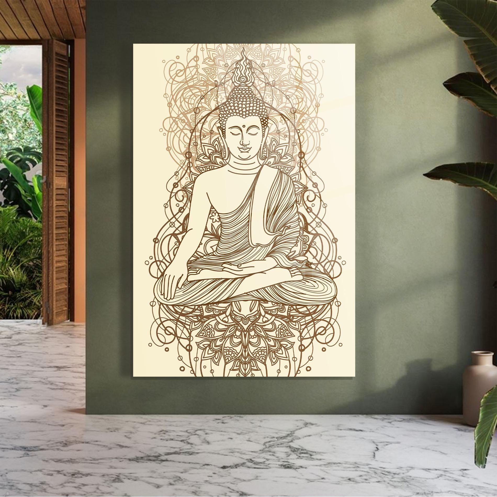 Üvegkép Brown Line Buddha mockup 7