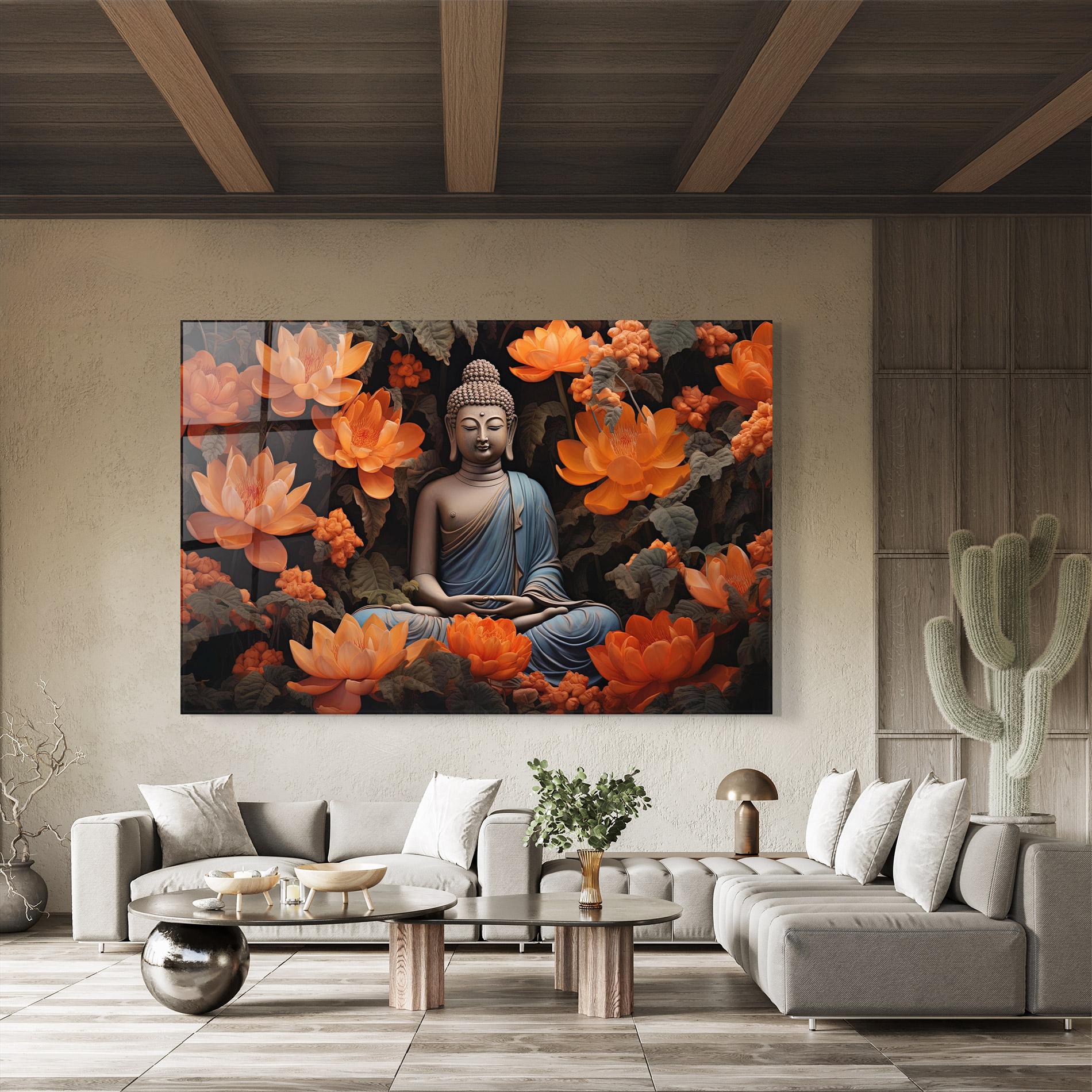 Üvegkép Big Flower Buddha mockup 8