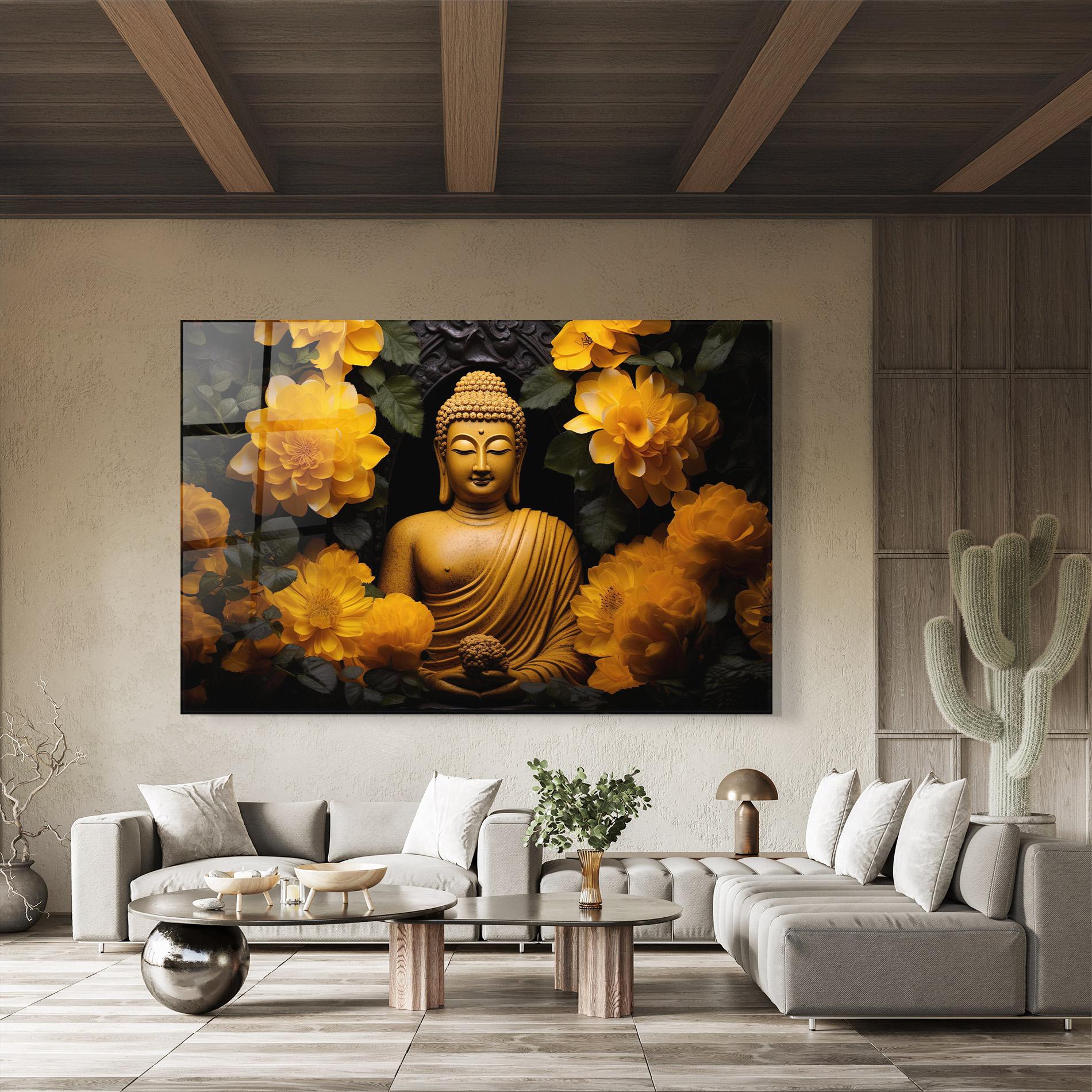 Üvegkép Vecteezy_buddha Statue Surrounded By Yellow Flowers Ai Generated_27745002_860 mockup 8