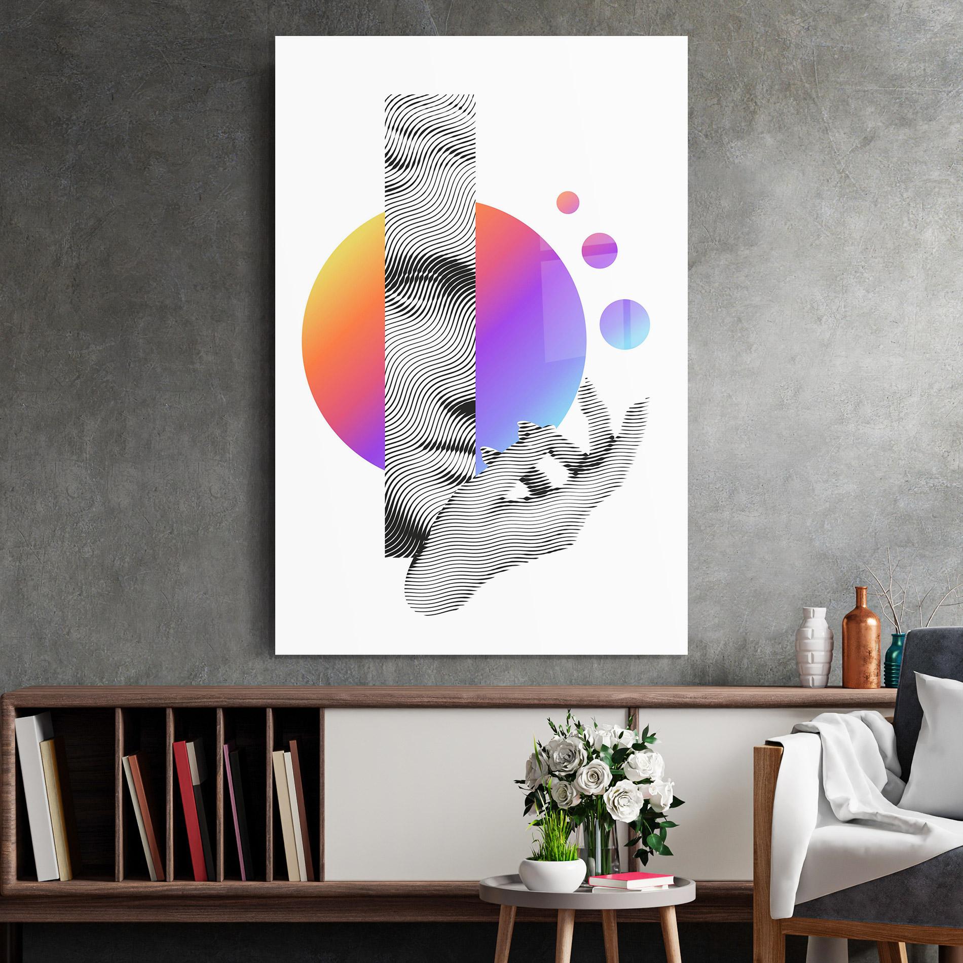 Üvegkép Orange Light Statue mockup 2