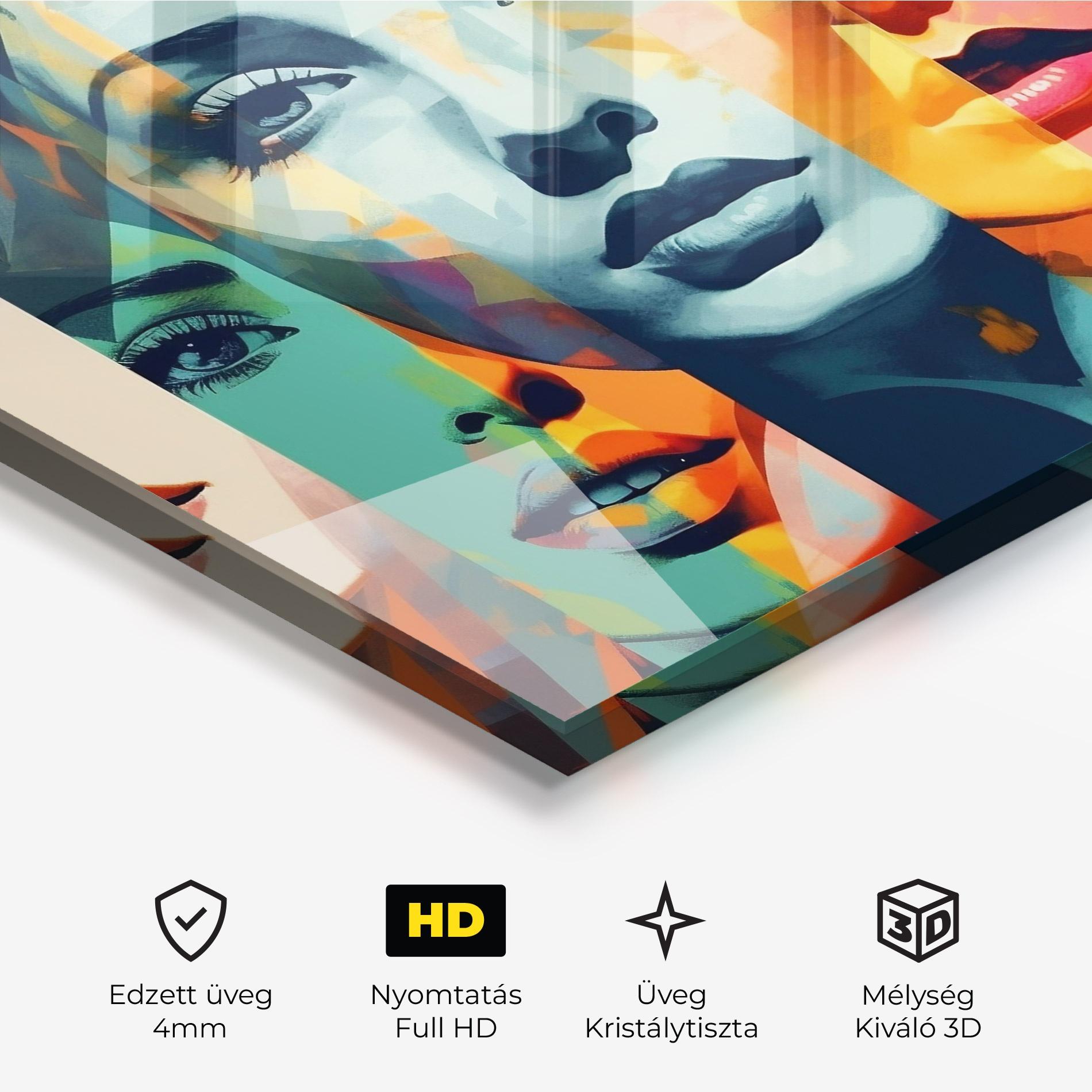 Üvegkép Colorful Abstract Face mockup 3