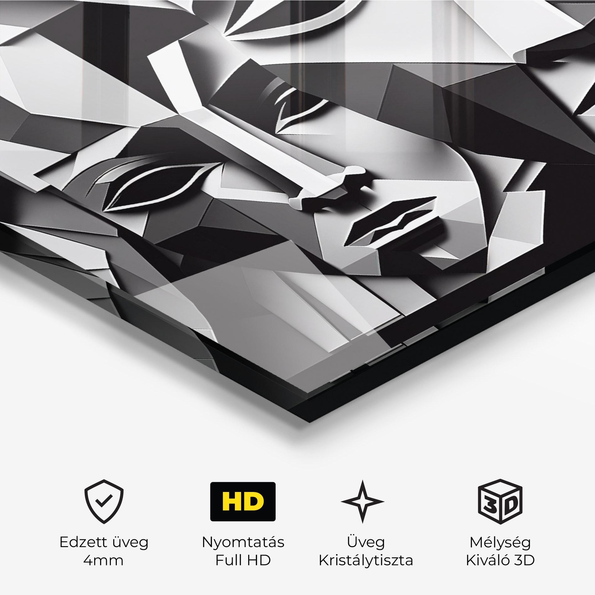 Üvegkép Grey Faces Collage mockup 3