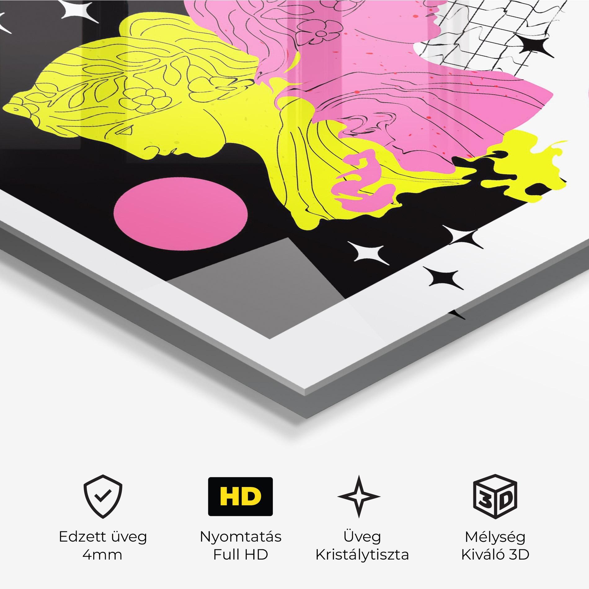 Üvegkép Yellow Pink Statue mockup 3