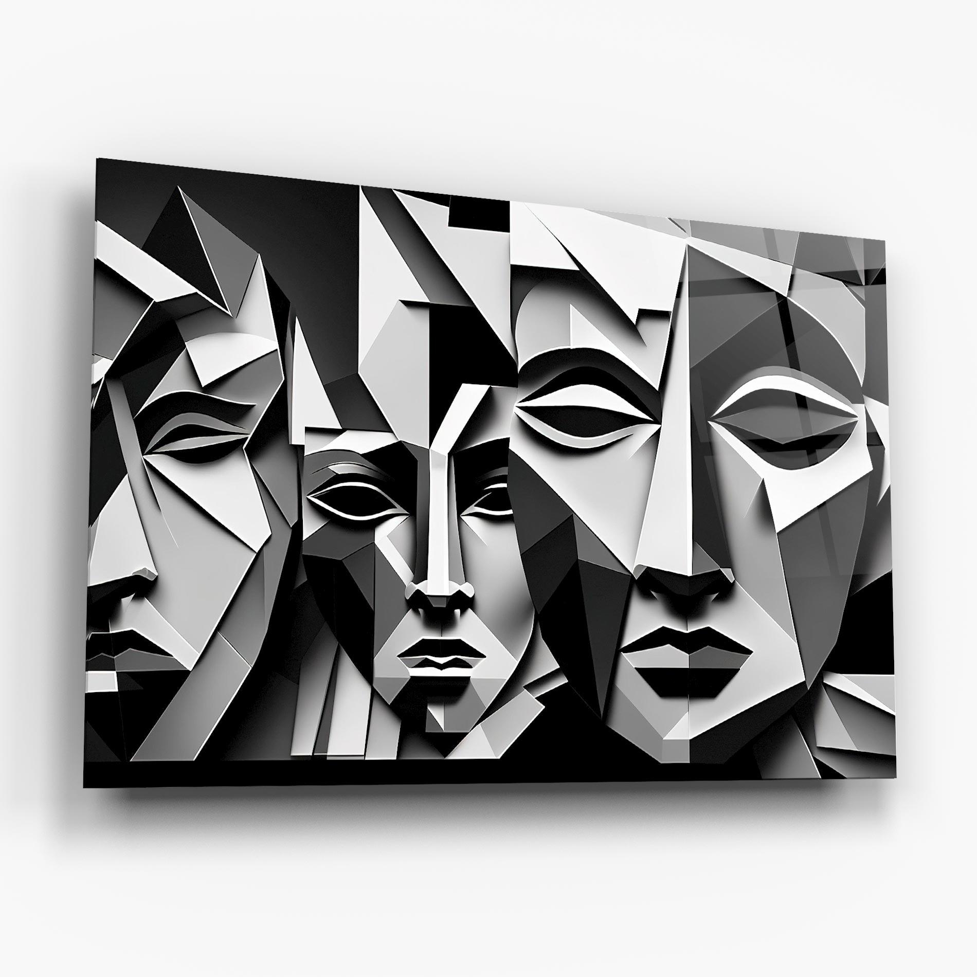 Üvegkép Grey Faces Collage mockup 6