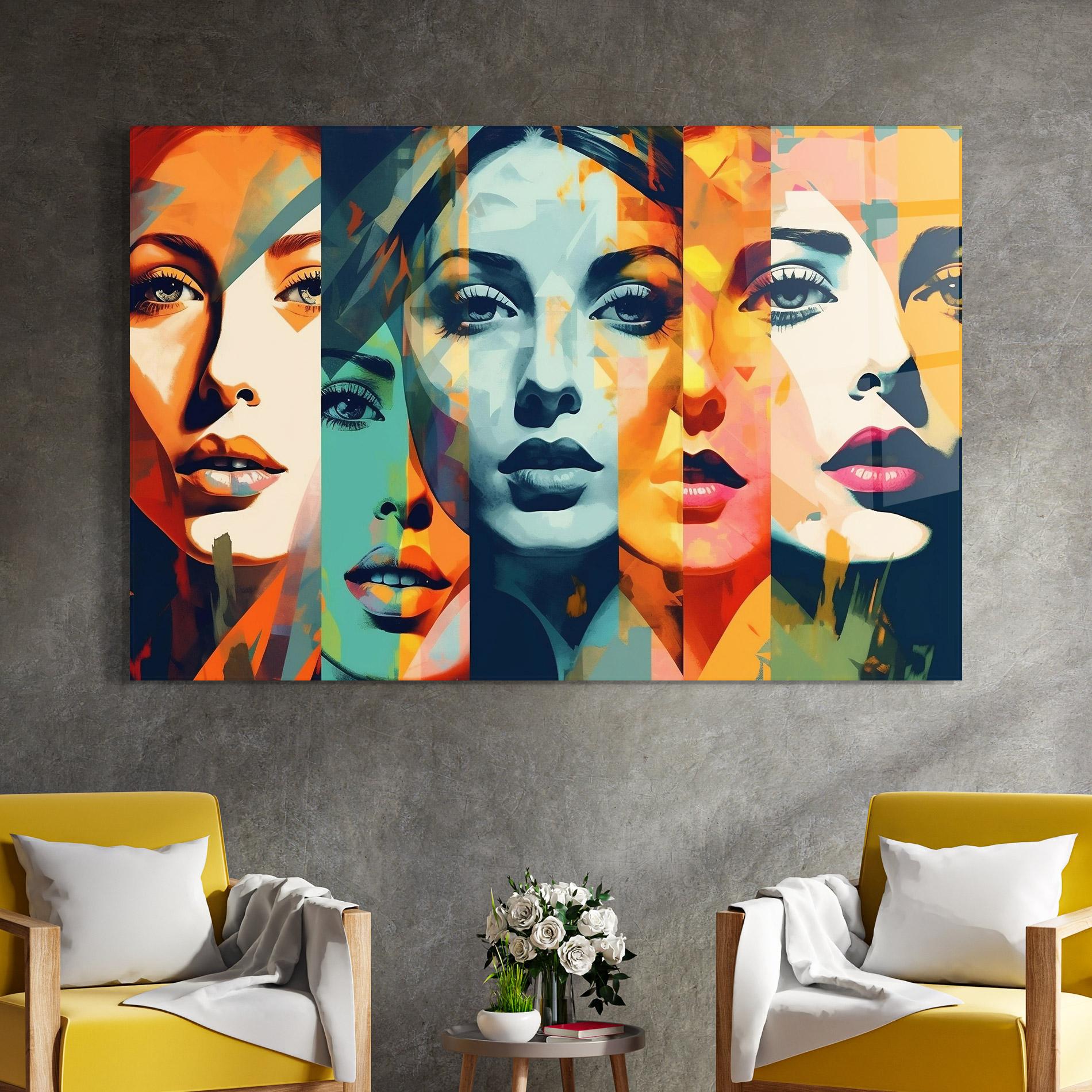 Üvegkép Colorful Abstract Face mockup 4