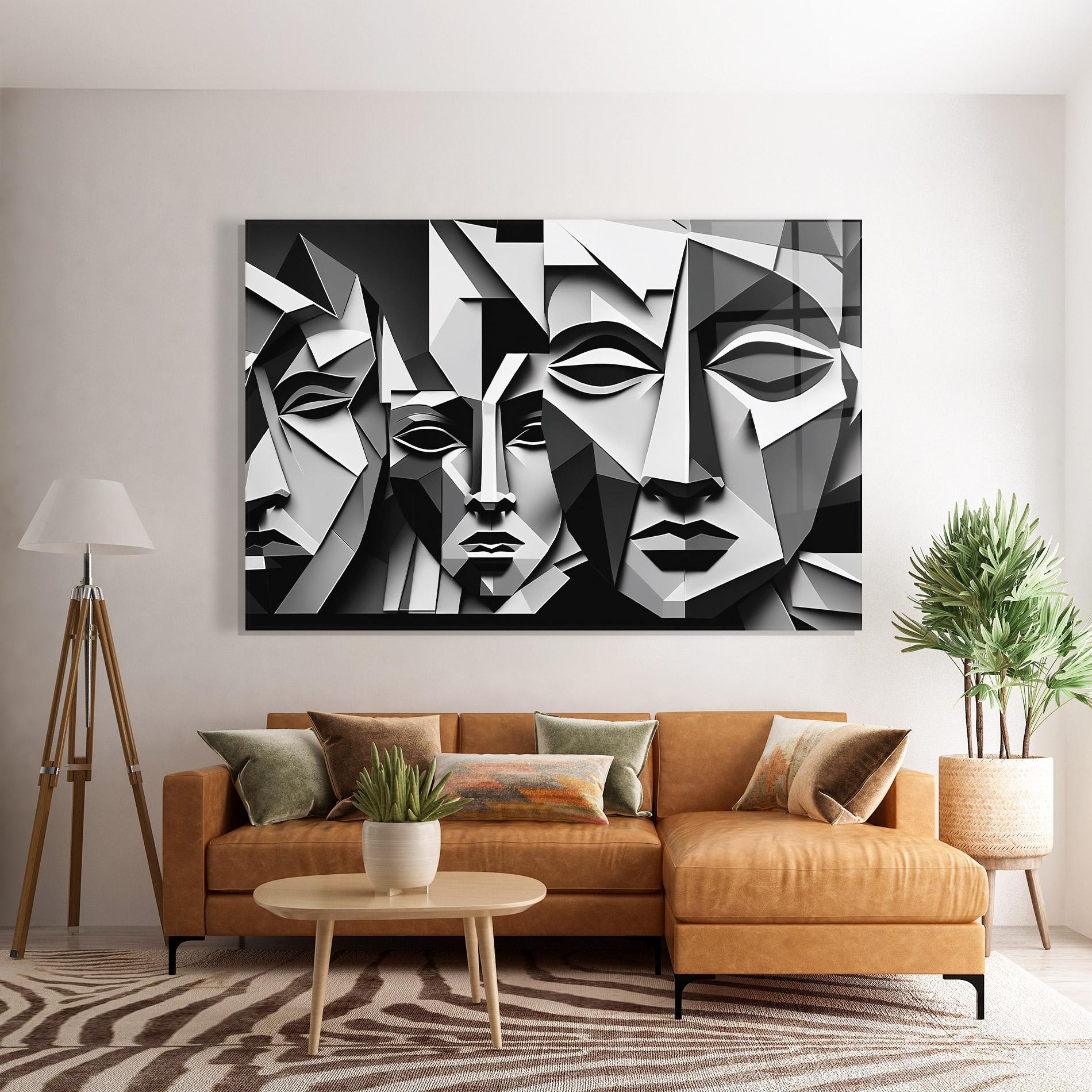 Üvegkép Grey Faces Collage mockup 7