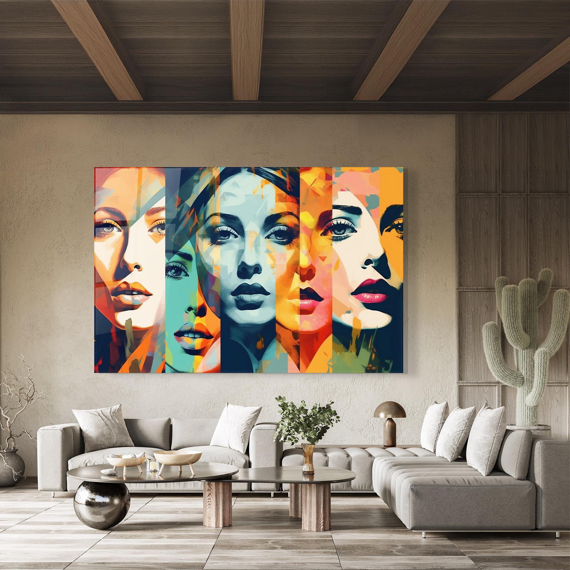 Üvegkép Colorful Abstract Face mockup 8