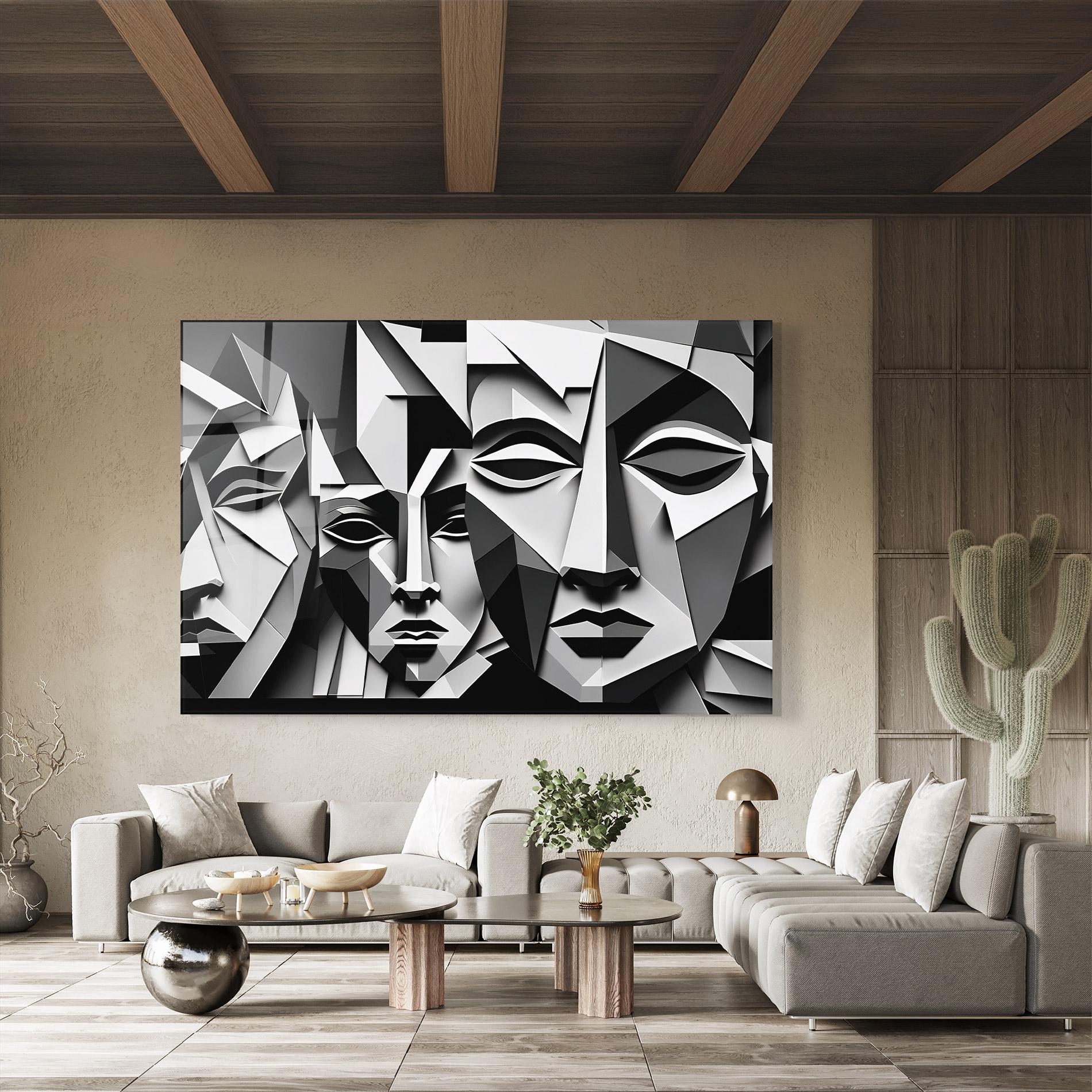 Üvegkép Grey Faces Collage mockup 8