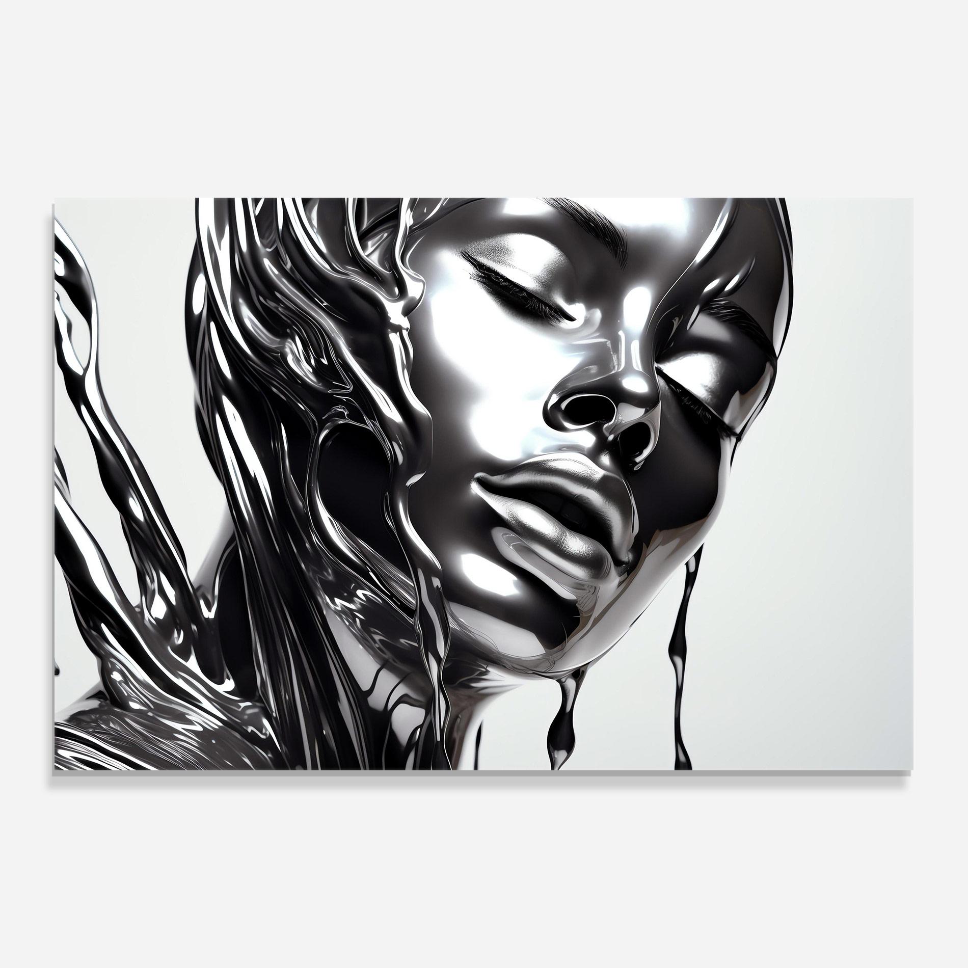 Üvegkép Silver Liquid Woman mockup 0