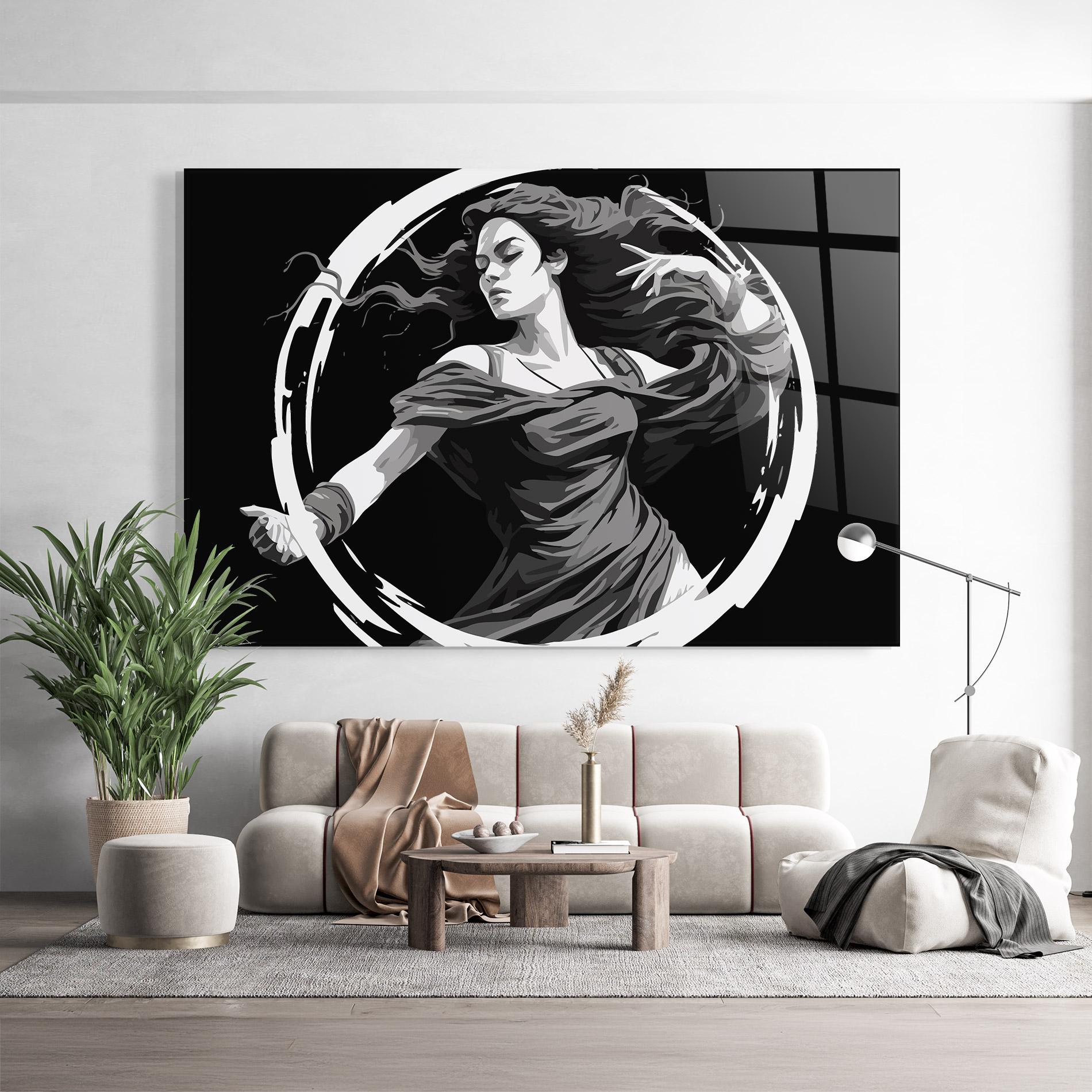 Üvegkép Circle Grey Lady mockup 9