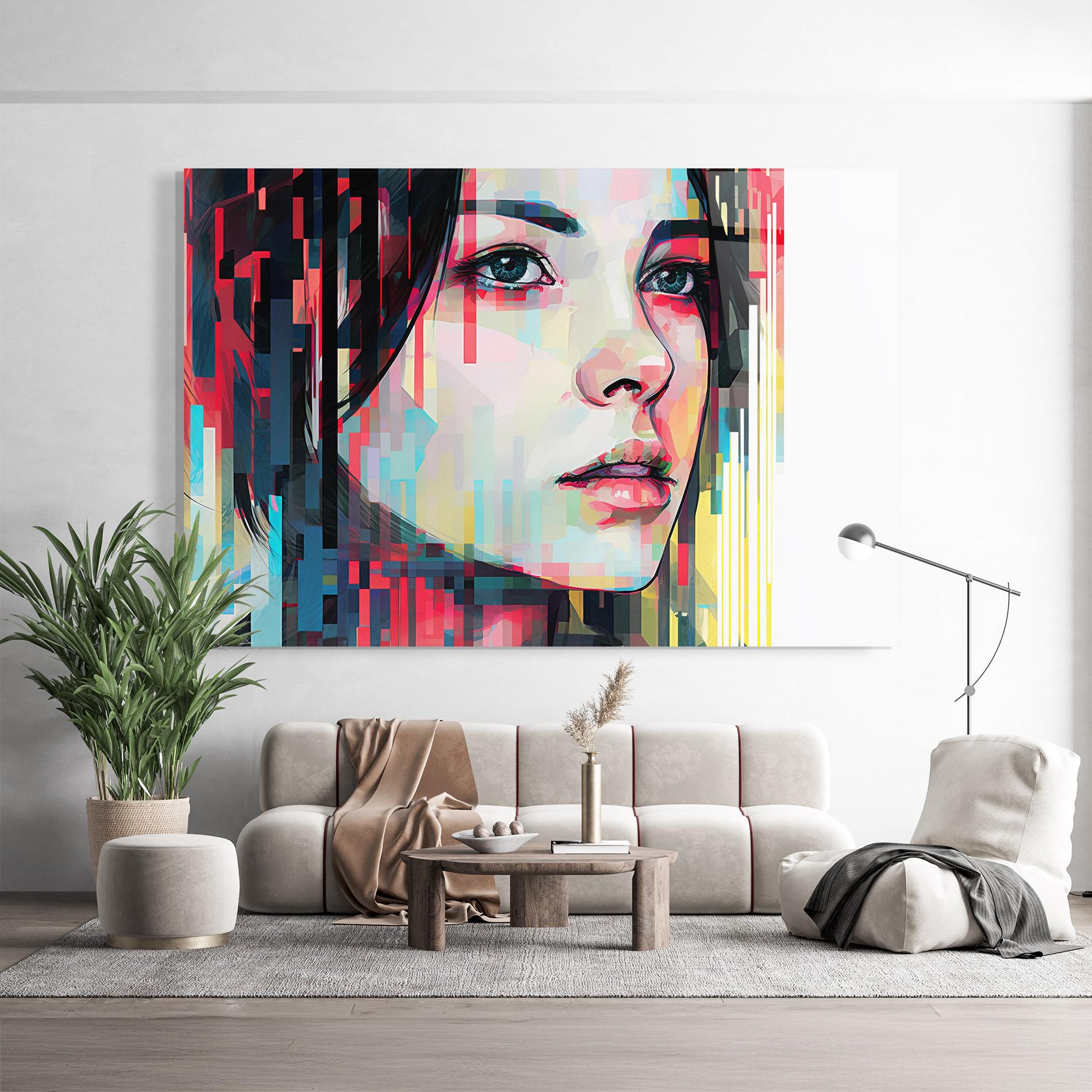 Üvegkép Colorful Glitchy Girl mockup 9
