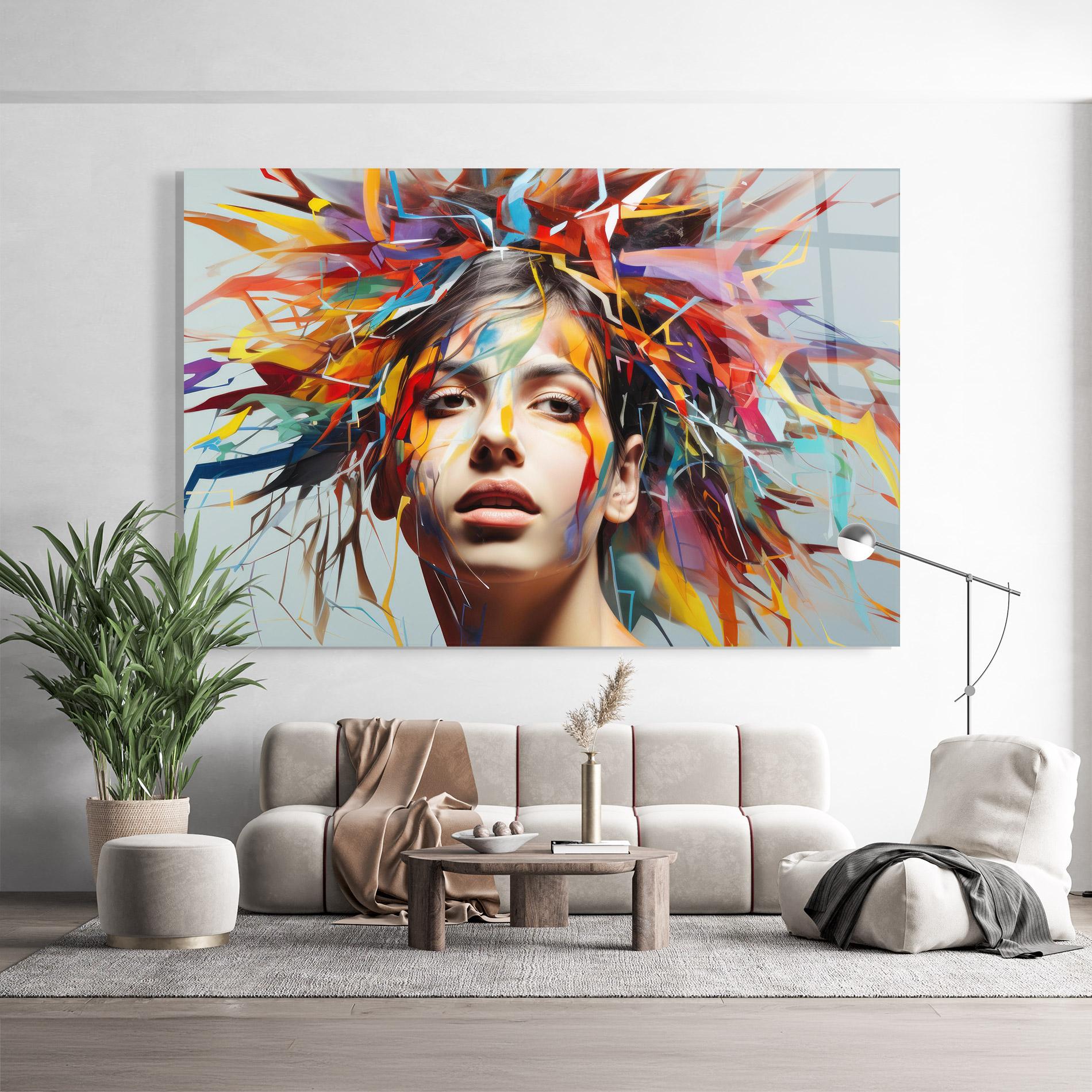 Üvegkép Colorful Paint Hair mockup 9