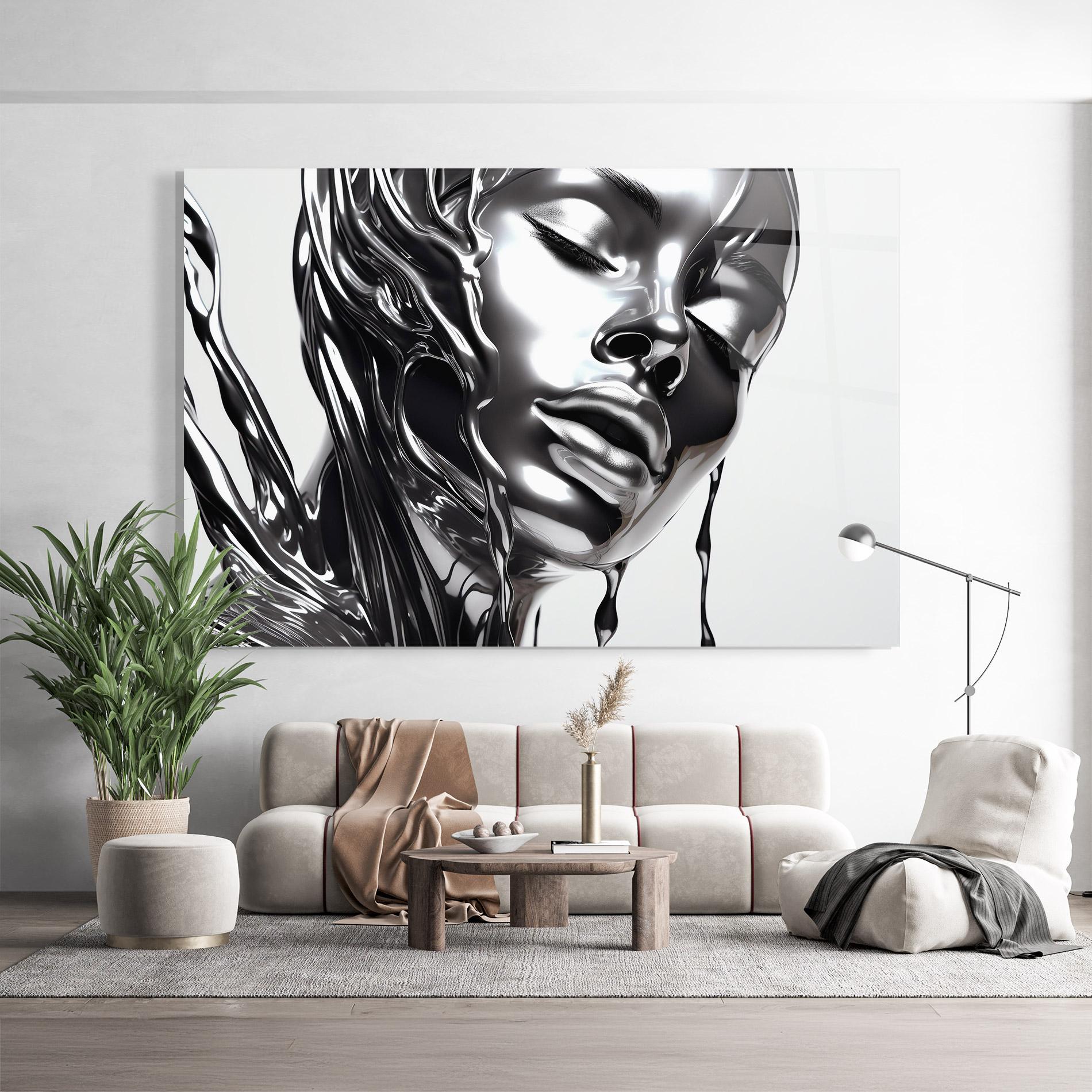 Üvegkép Silver Liquid Woman mockup 9