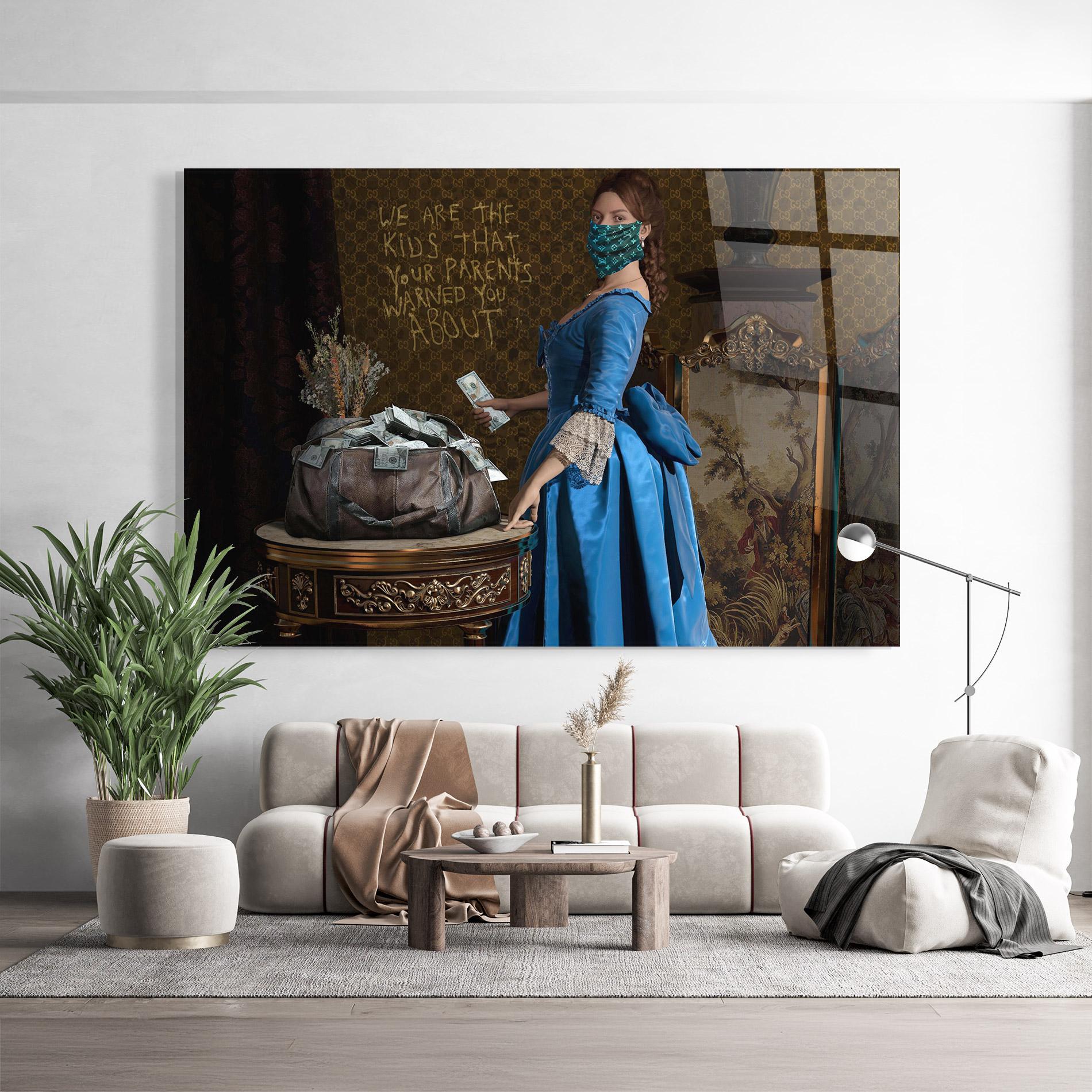 Üvegkép Vintage Money Heist mockup 9