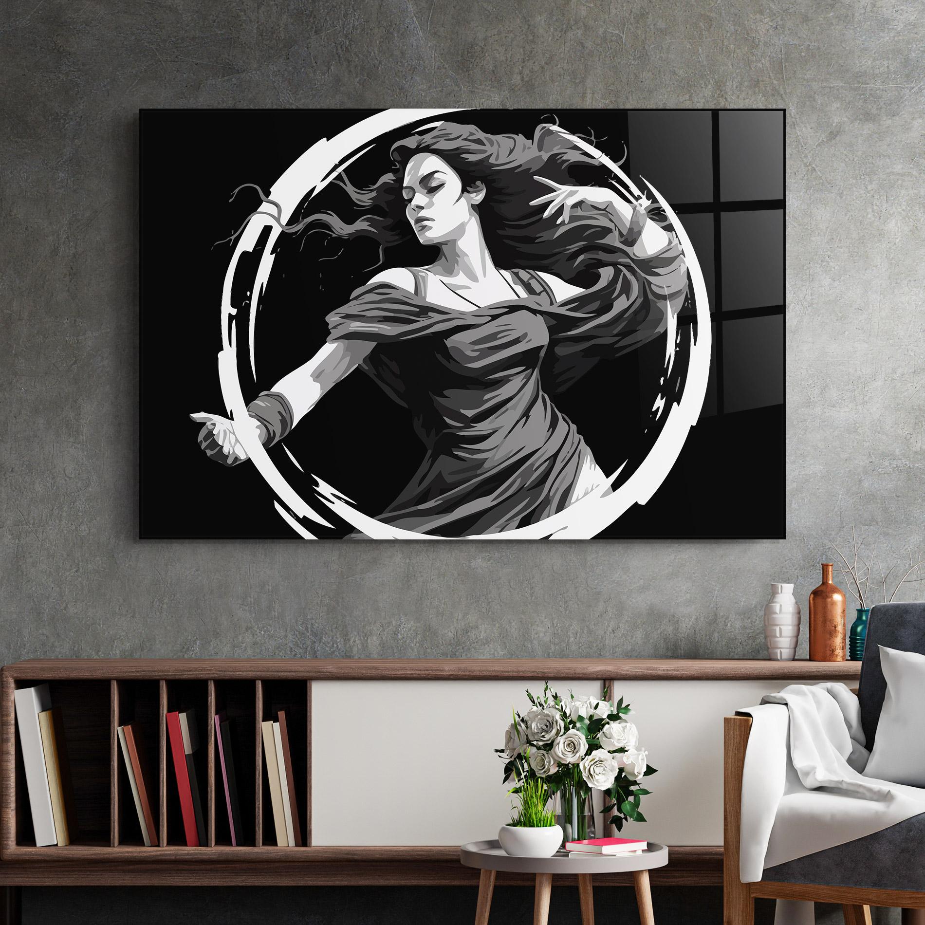 Üvegkép Circle Grey Lady mockup 2