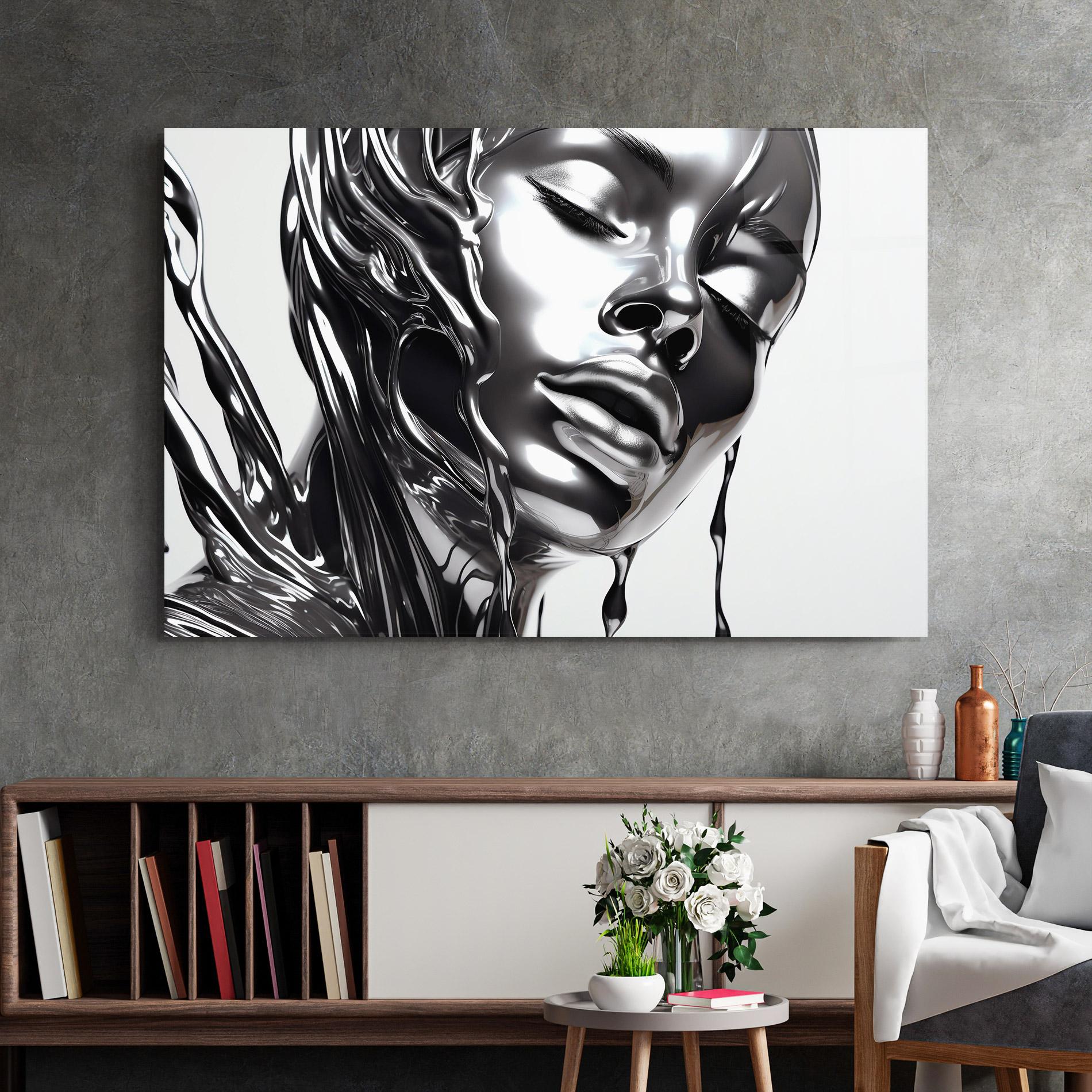 Üvegkép Silver Liquid Woman mockup 2