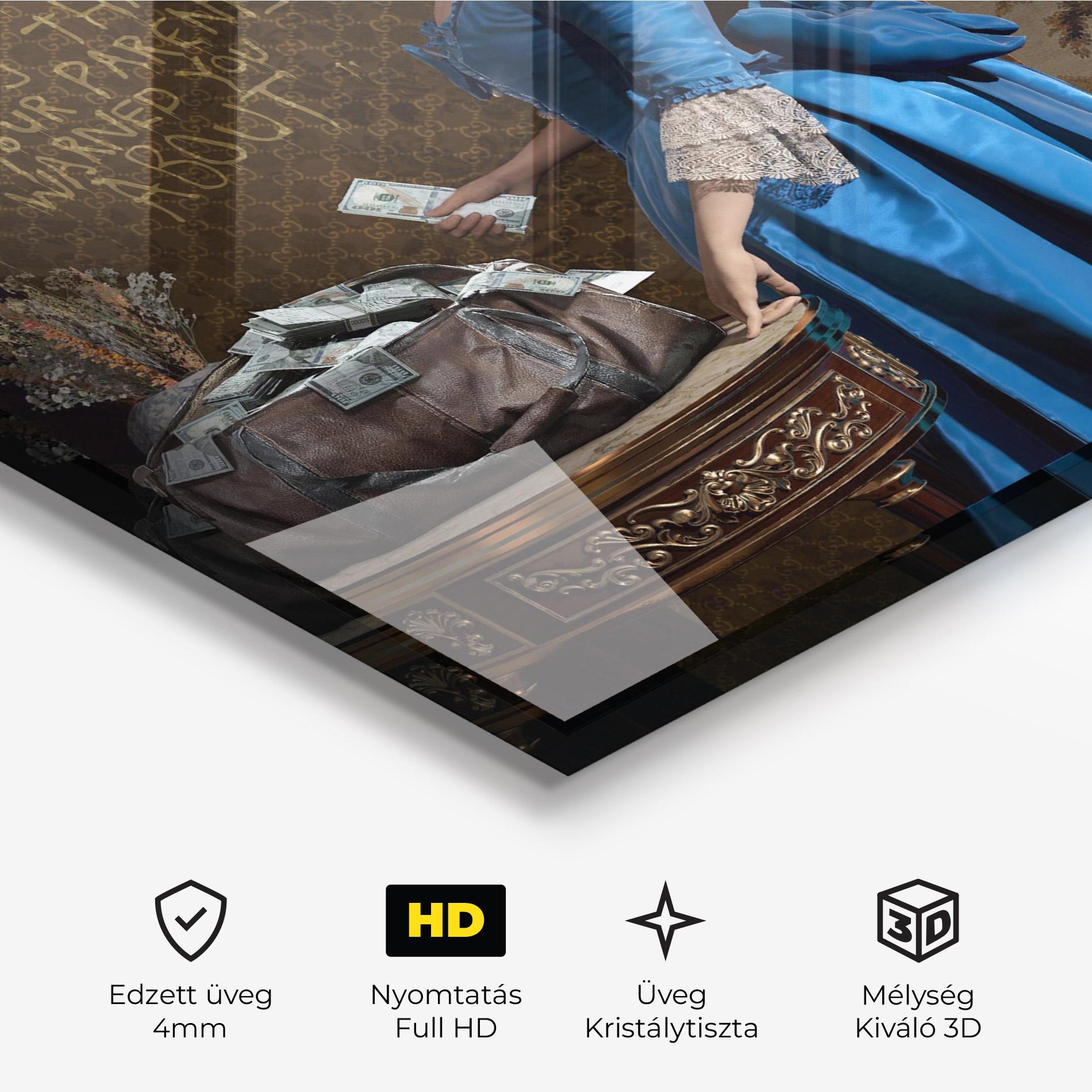 Üvegkép Vintage Money Heist mockup 3