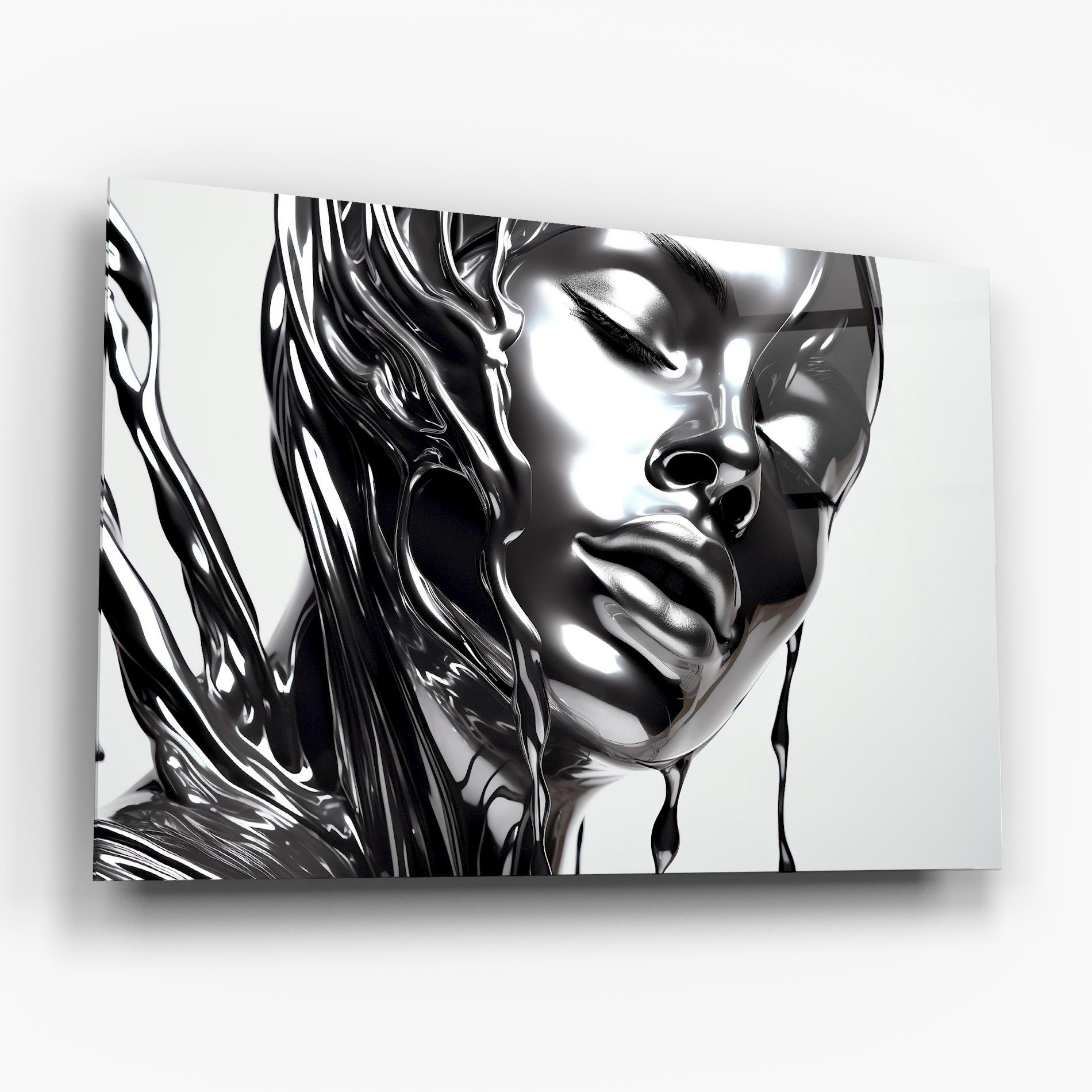 Üvegkép Silver Liquid Woman mockup 6
