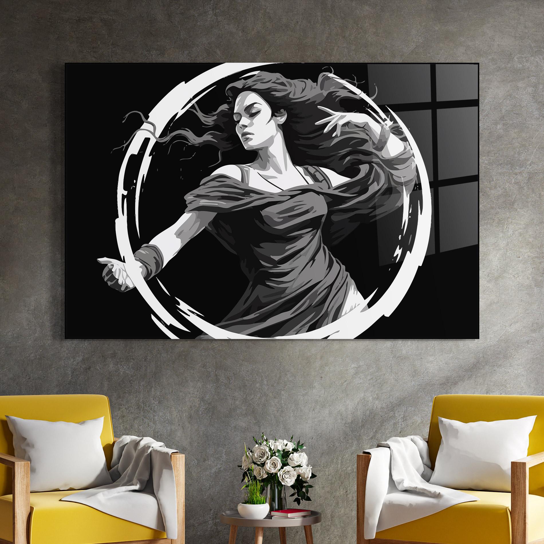 Üvegkép Circle Grey Lady mockup 4
