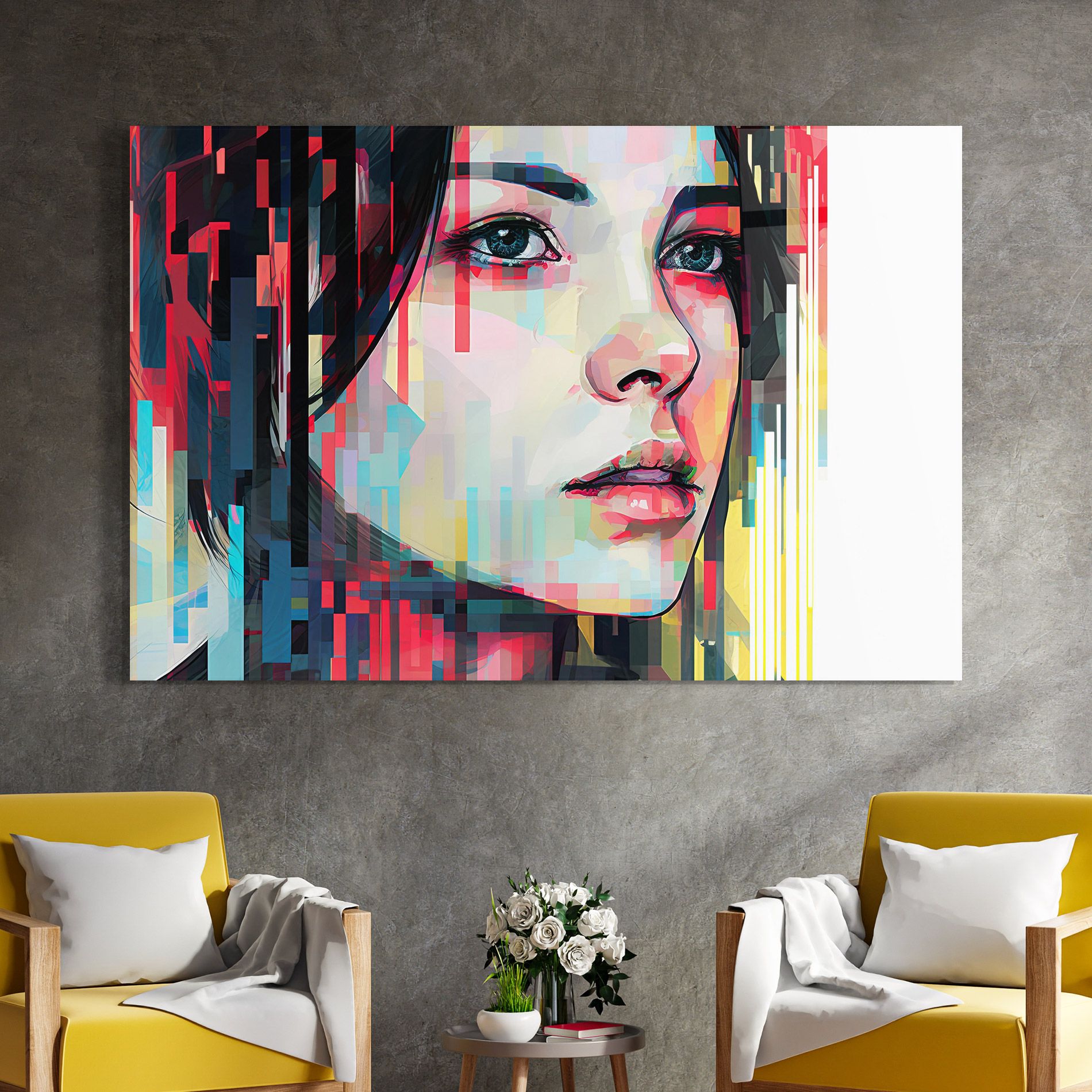 Colorful Glitchy Girl mockup 4