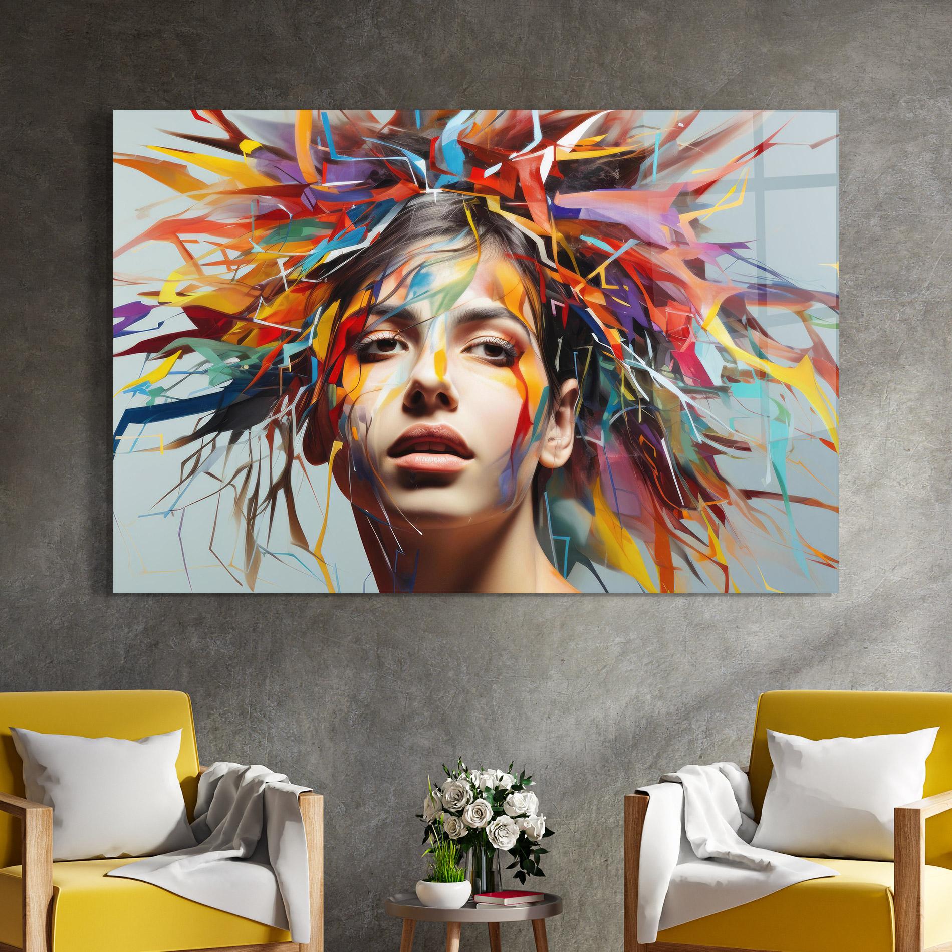 Üvegkép Colorful Paint Hair mockup 4