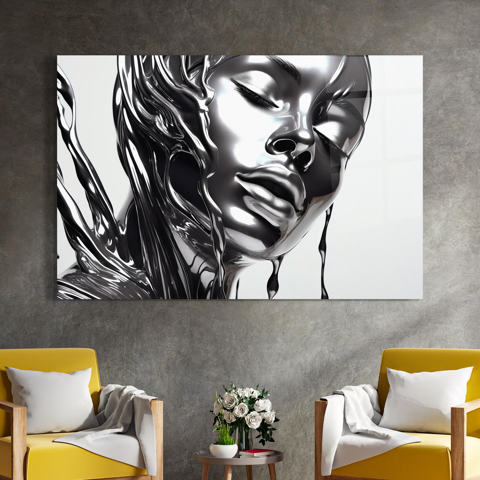 Üvegkép Silver Liquid Woman mockup 4