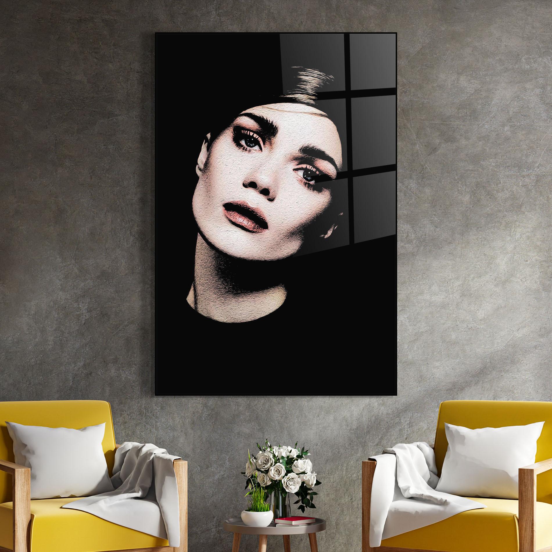 Üvegkép Blue Eyes Lady mockup 4