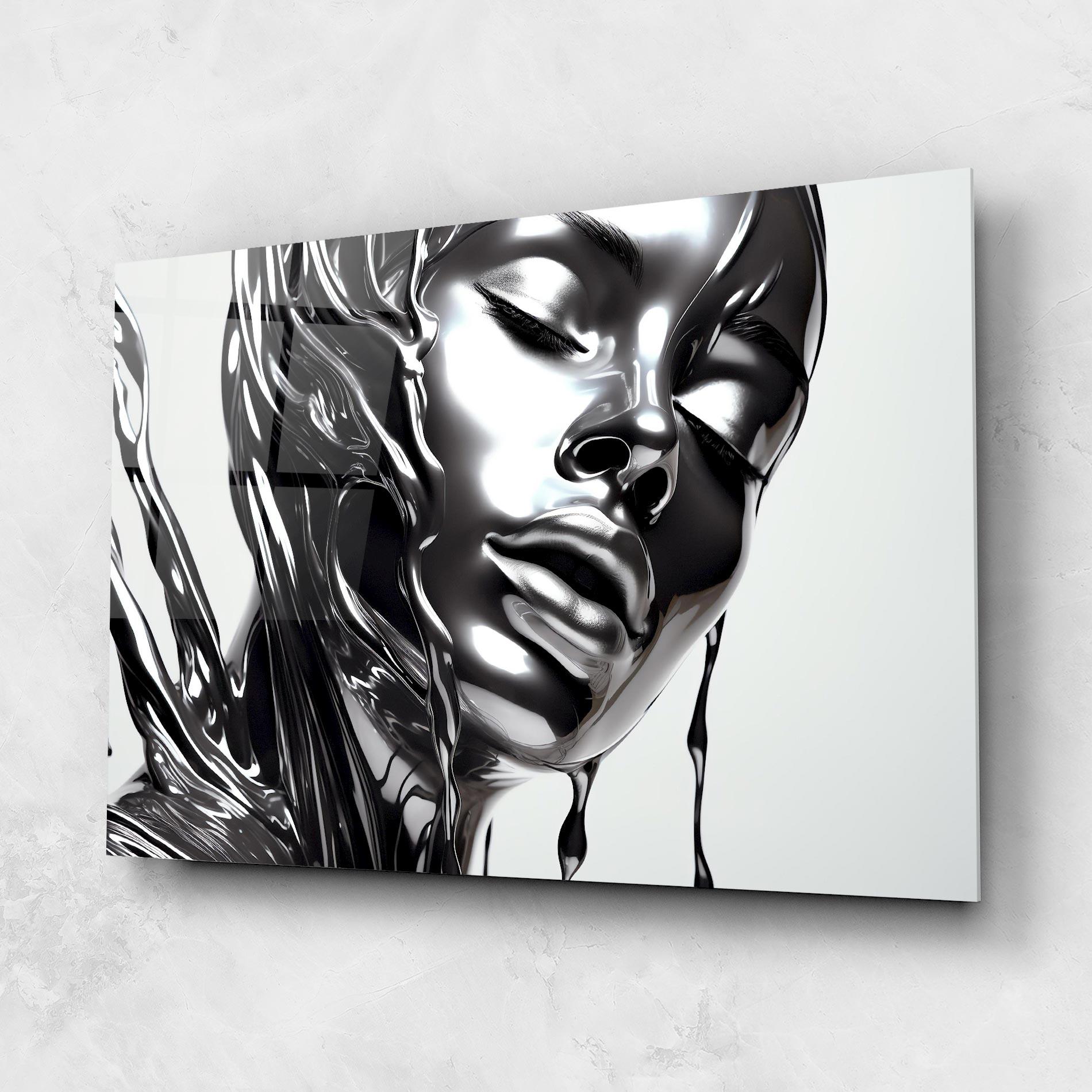 Üvegkép Silver Liquid Woman mockup 1
