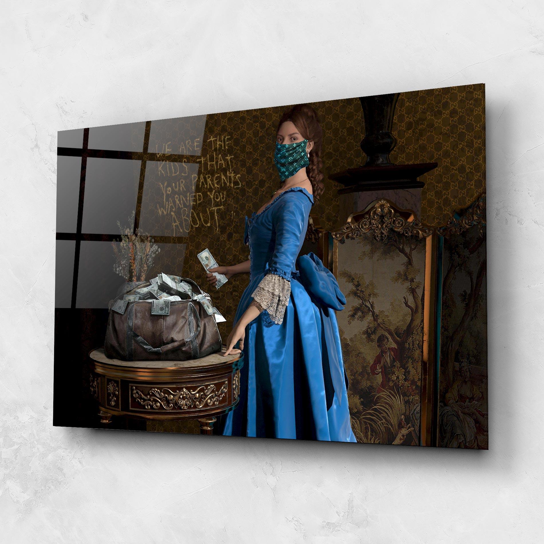 Üvegkép Vintage Money Heist mockup 1