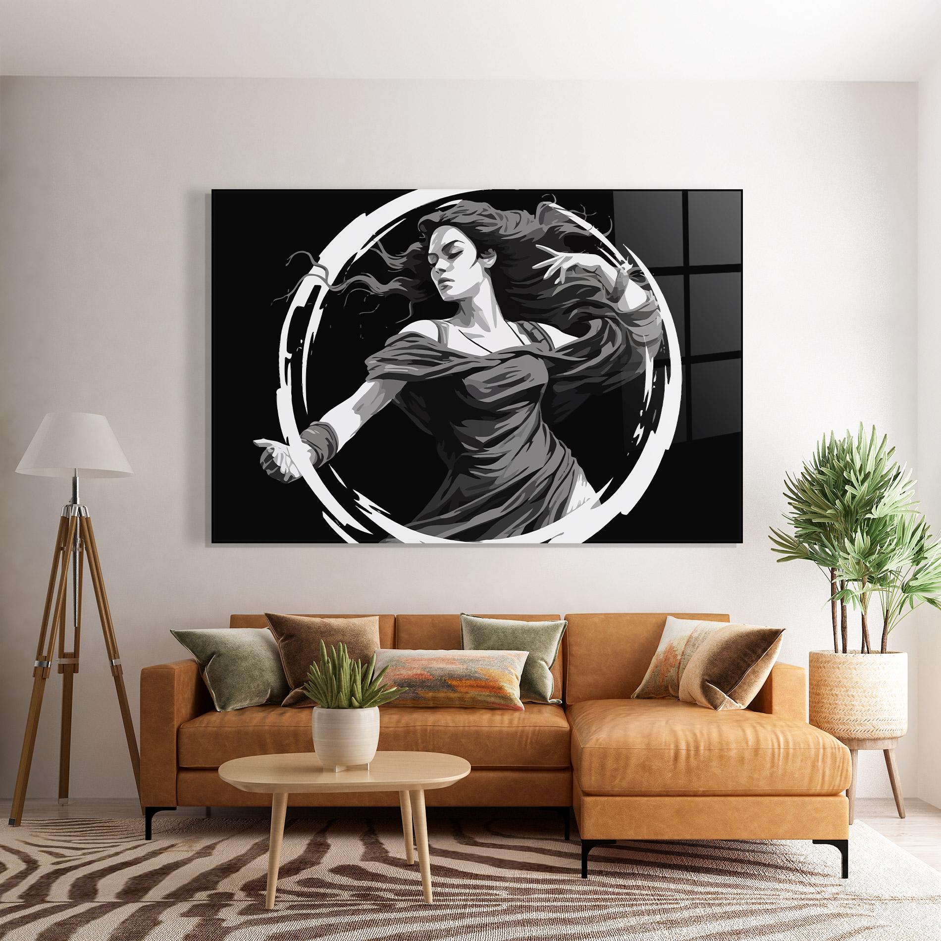 Üvegkép Circle Grey Lady mockup 7