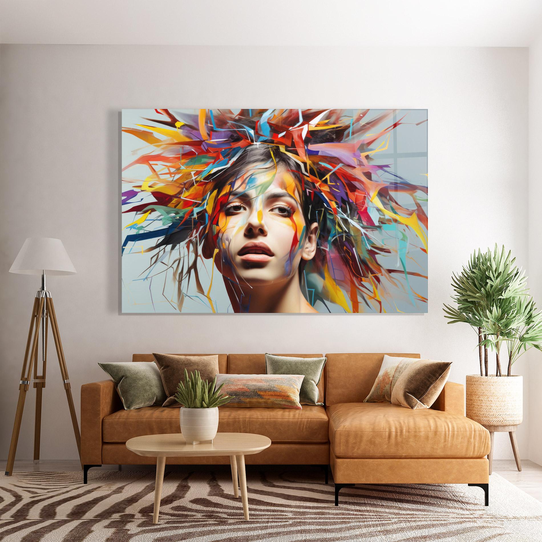 Üvegkép Colorful Paint Hair mockup 7