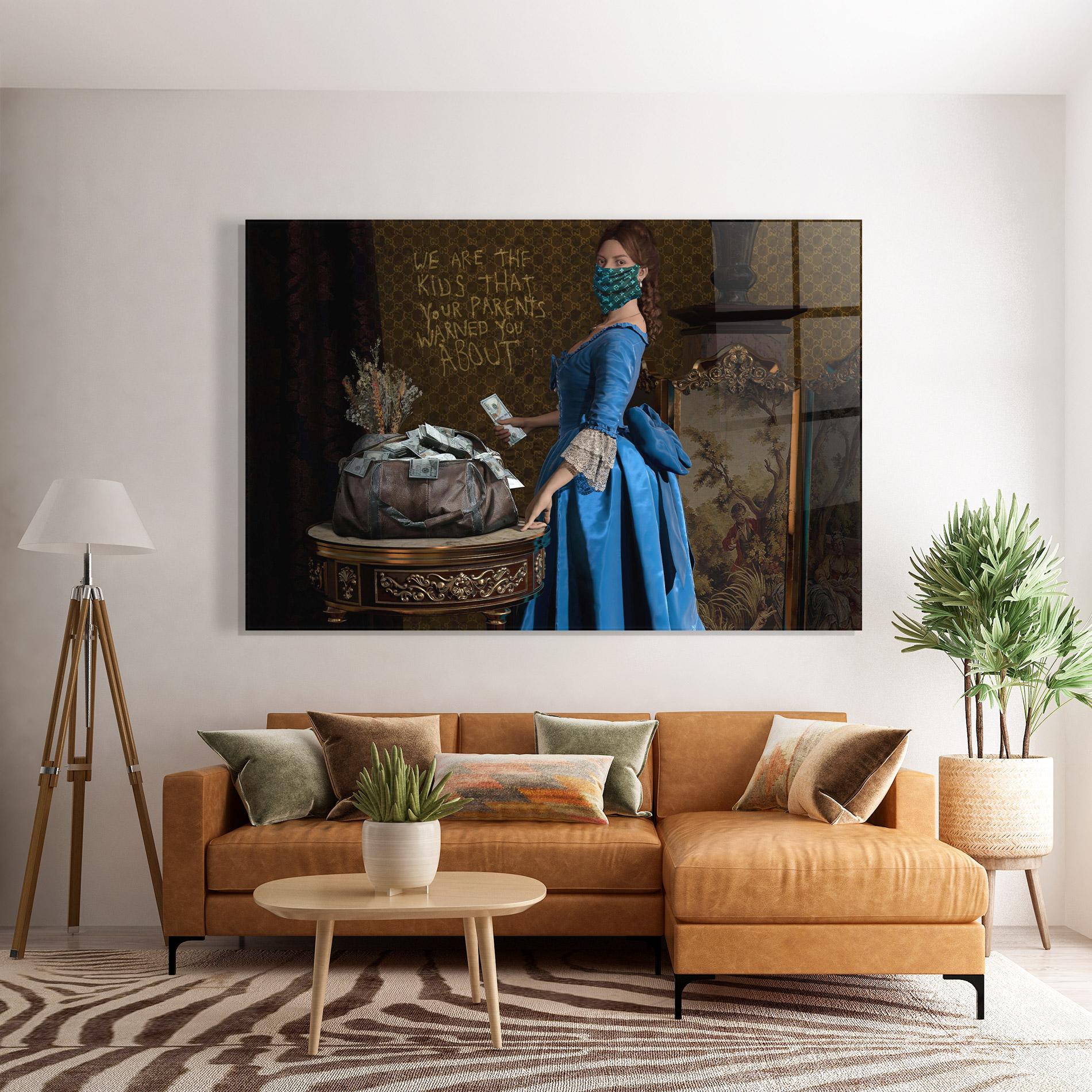 Üvegkép Vintage Money Heist mockup 7