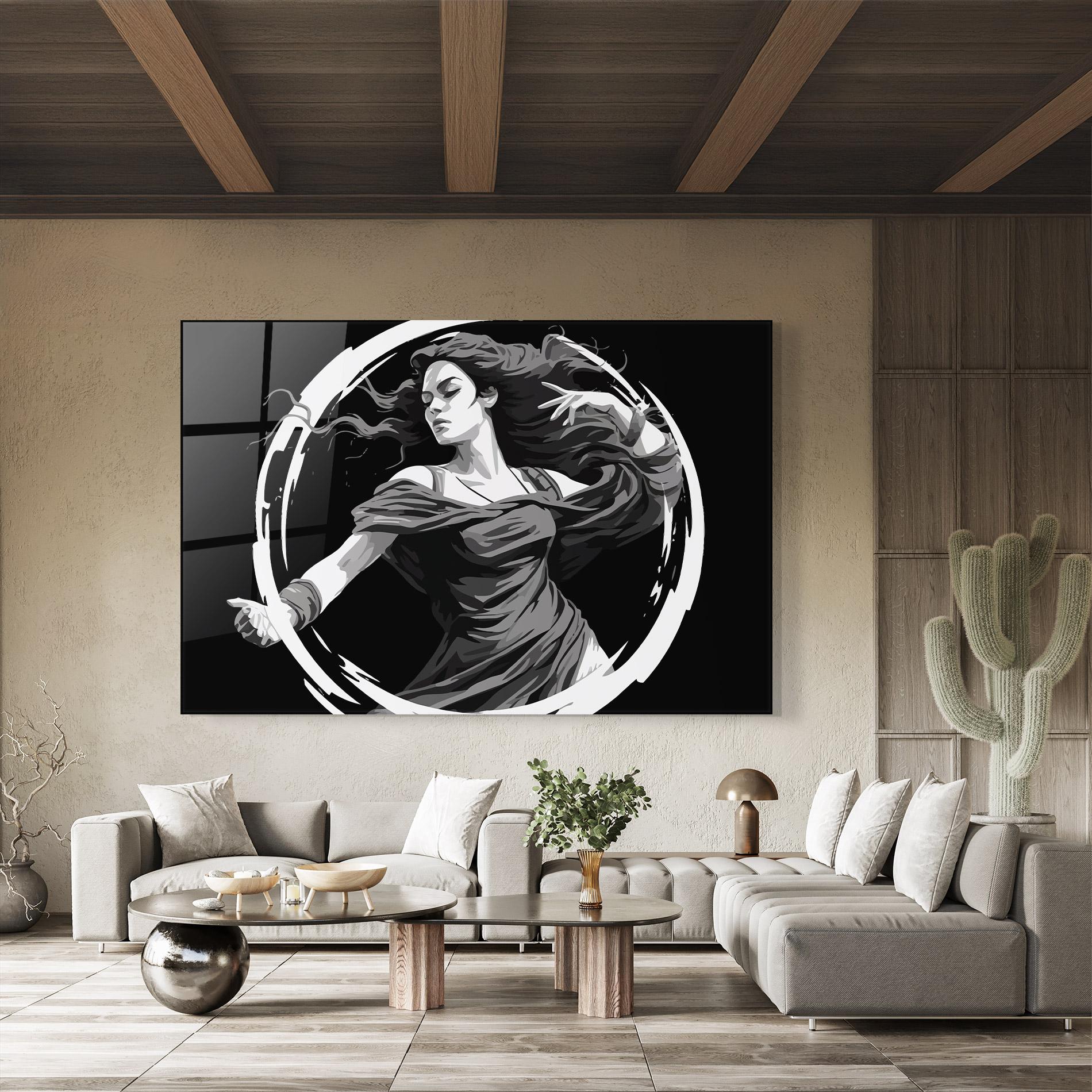 Üvegkép Circle Grey Lady mockup 8