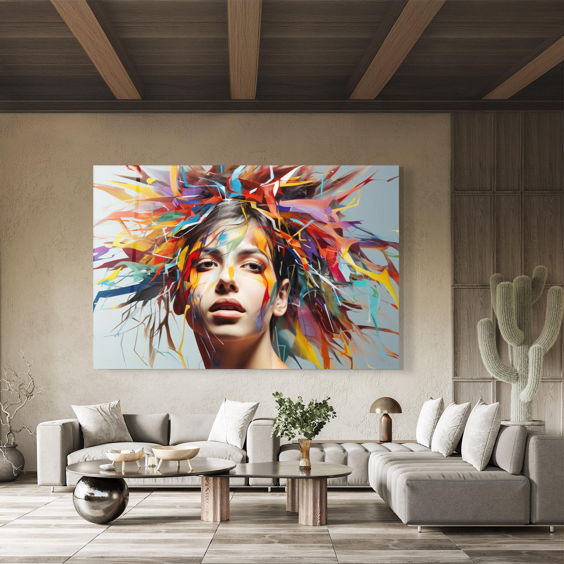 Üvegkép Colorful Paint Hair mockup 8