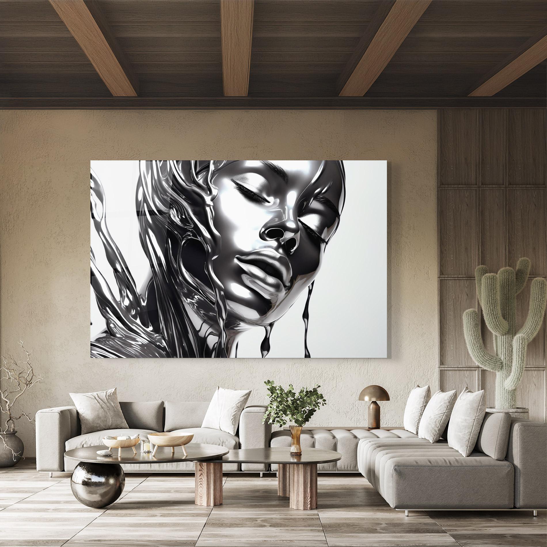 Üvegkép Silver Liquid Woman mockup 8
