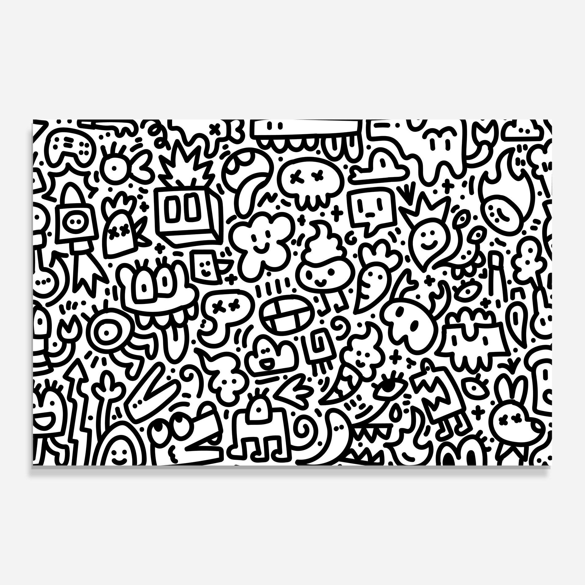 Üvegkép Black Line Doodle mockup 0