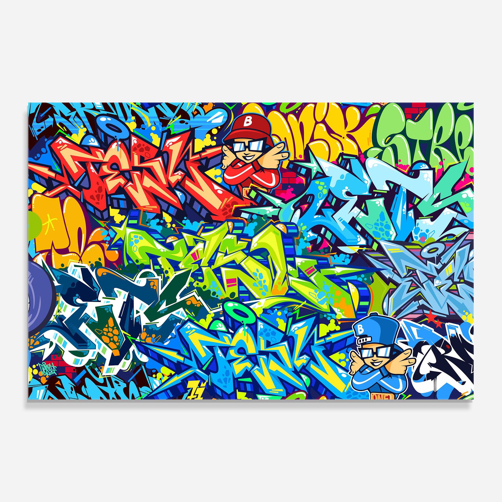 Üvegkép Colorful Graffiti mockup 0