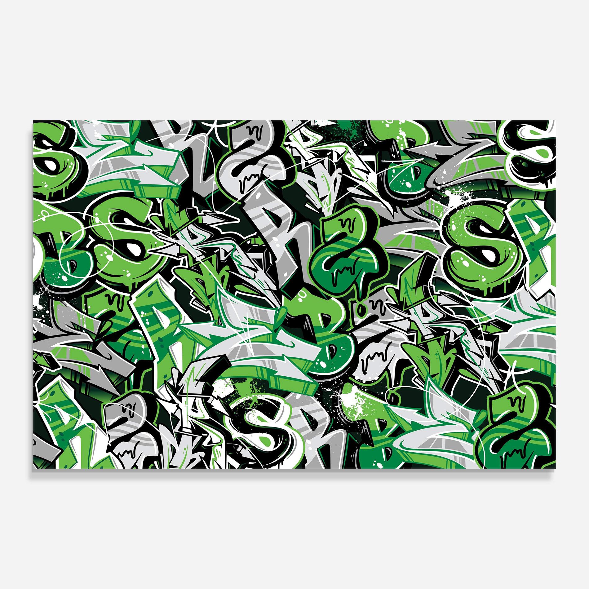 Üvegkép Green Graffiti Letters mockup 0