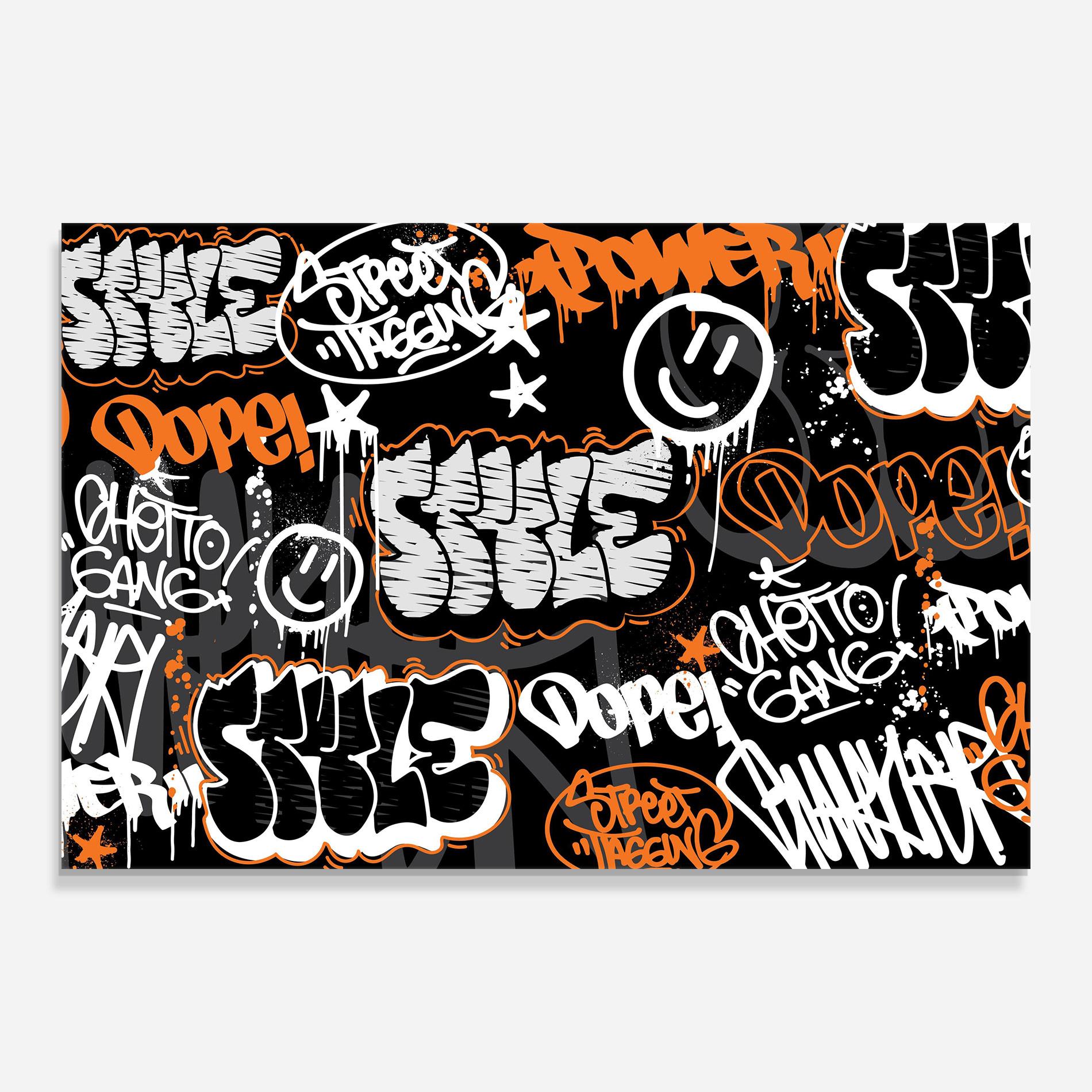 Üvegkép Orange Black Graffiti mockup 0