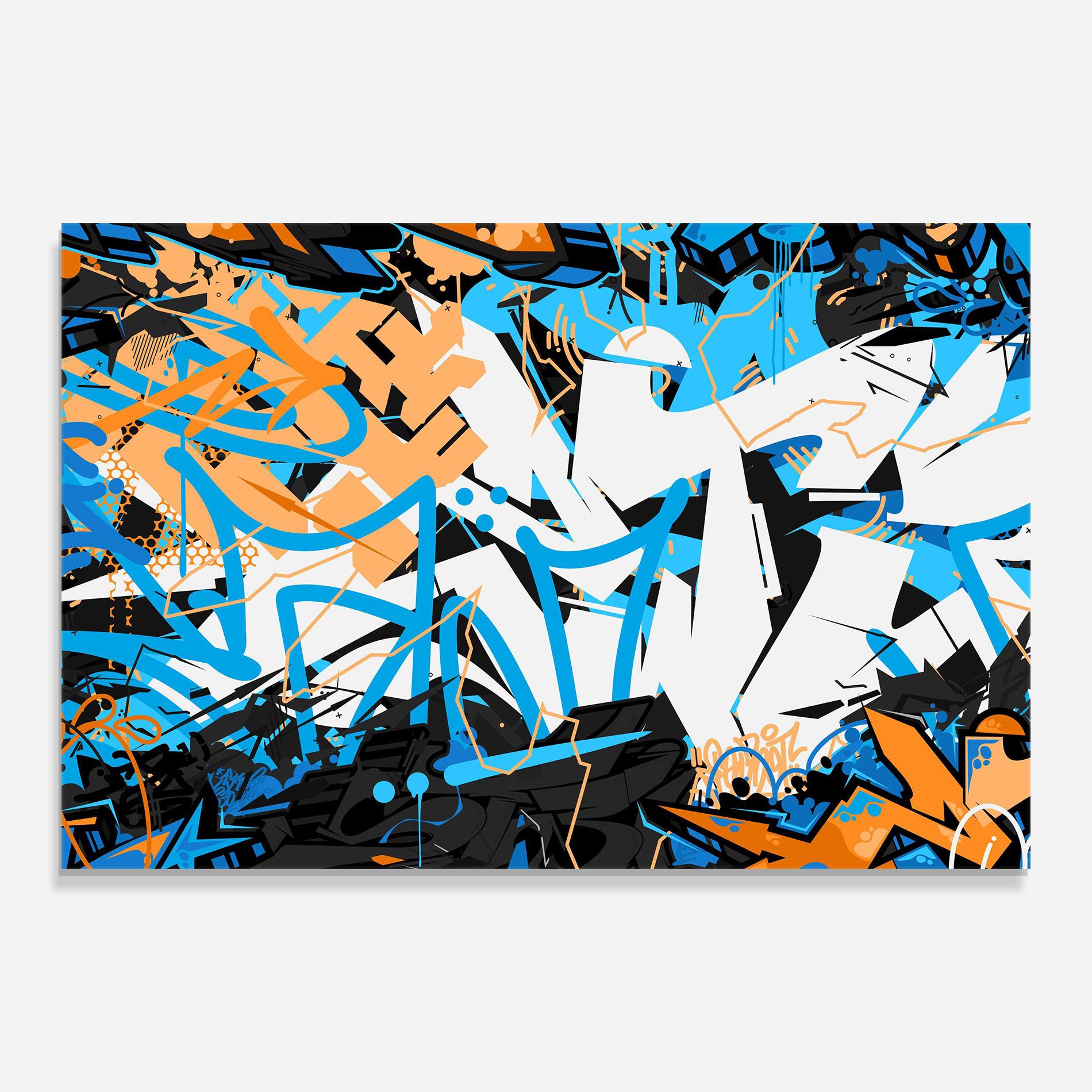 Üvegkép White Orange Graffiti mockup 0