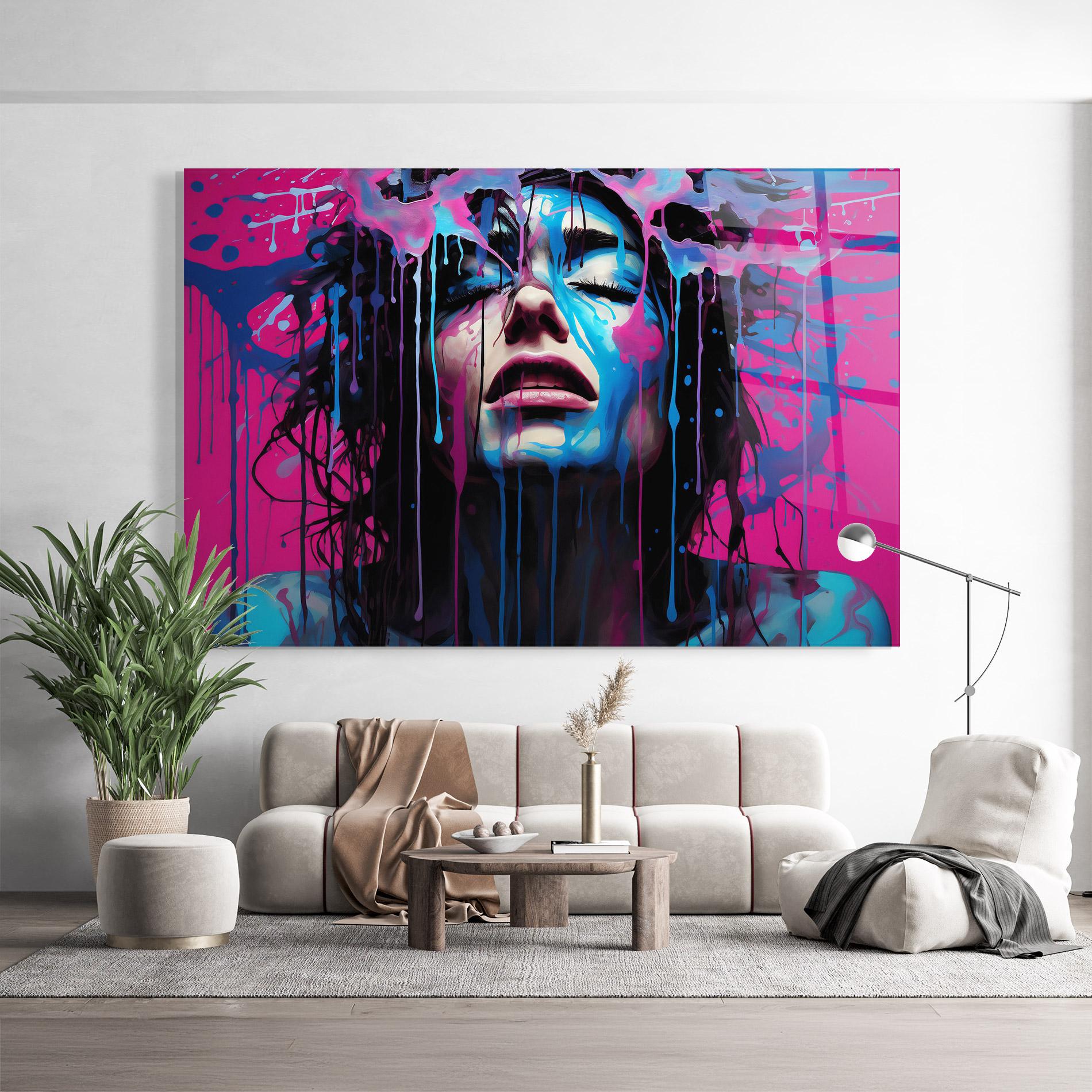 Üvegkép Blue Pink Woman mockup 9