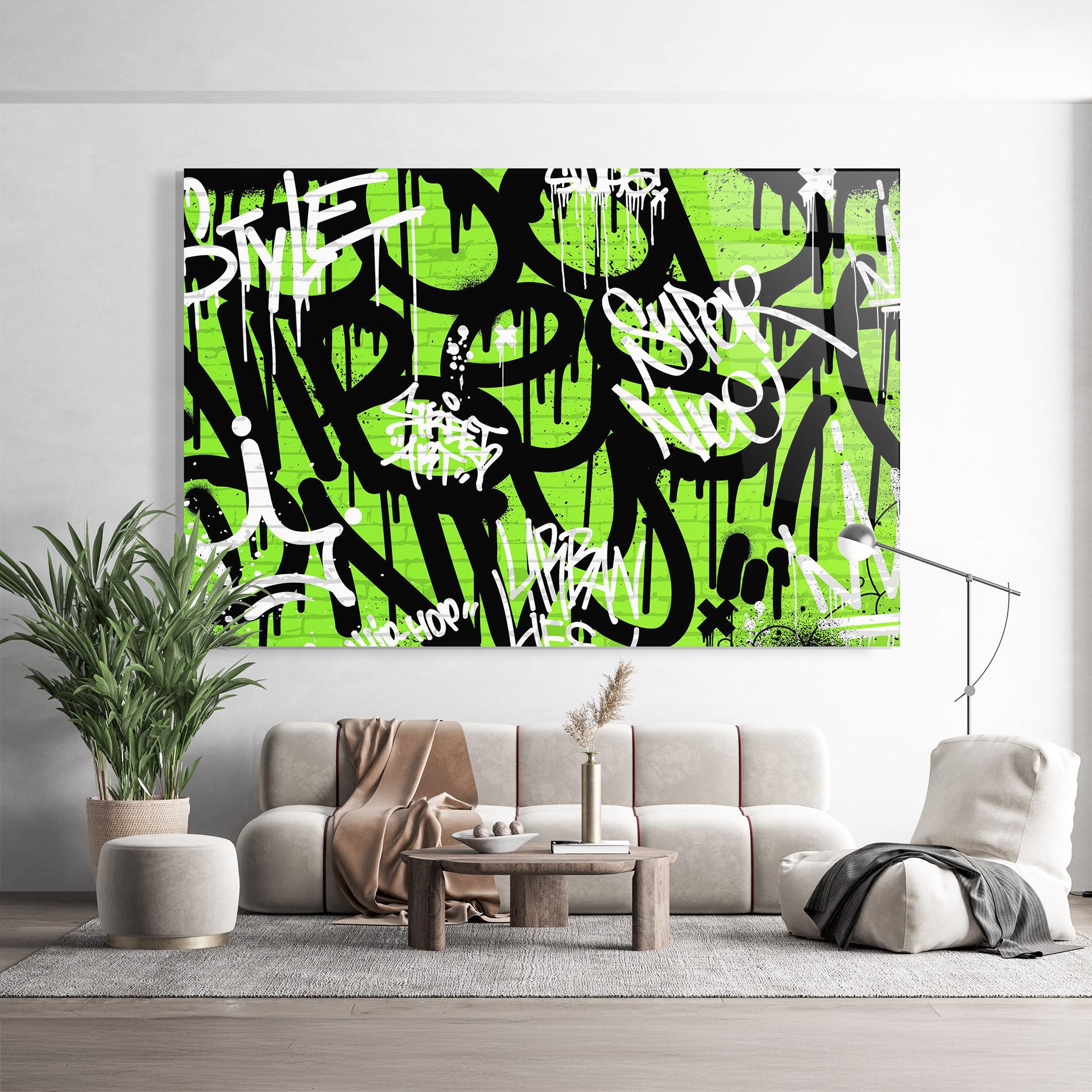 Üvegkép Graffiti Green Style mockup 9