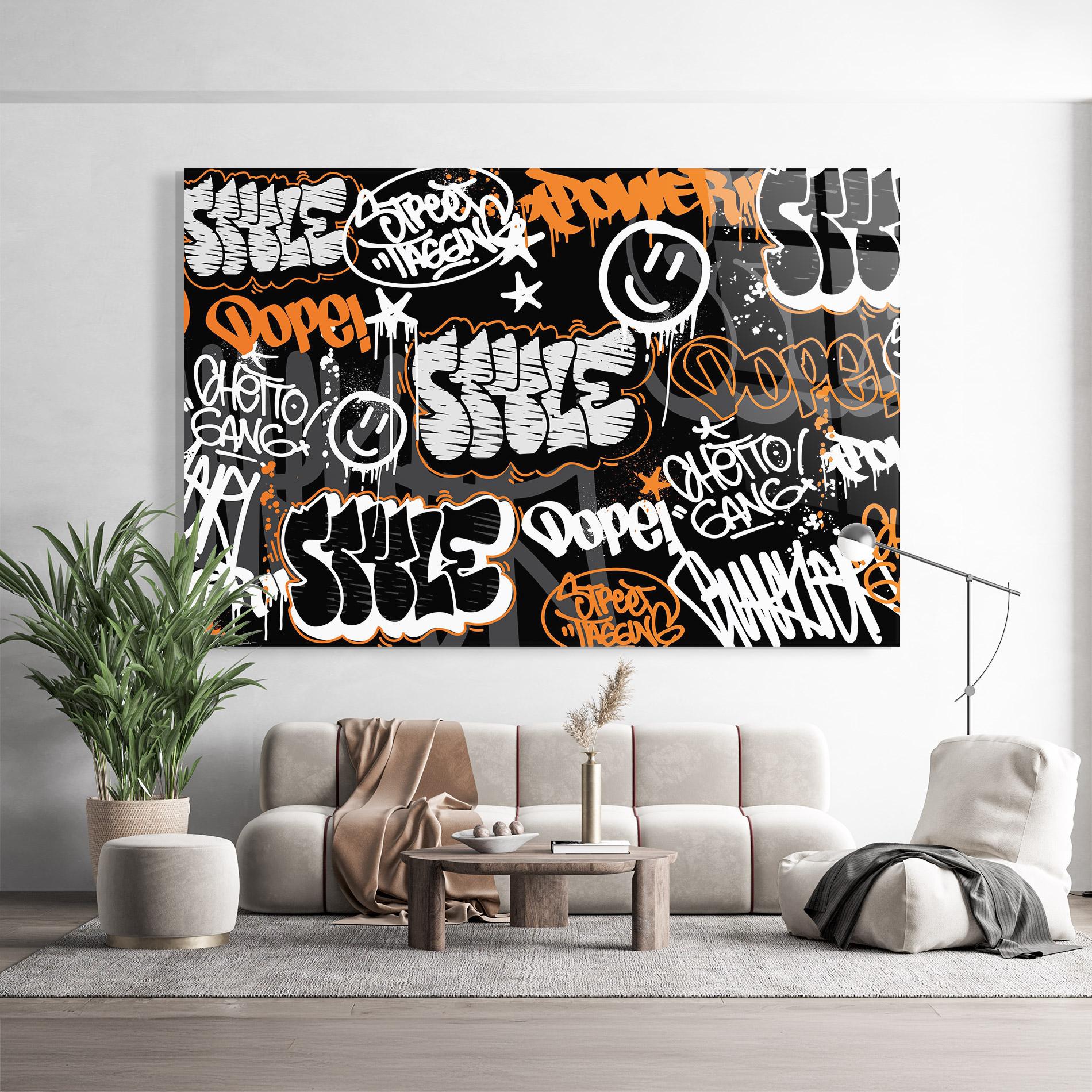 Üvegkép Orange Black Graffiti mockup 9