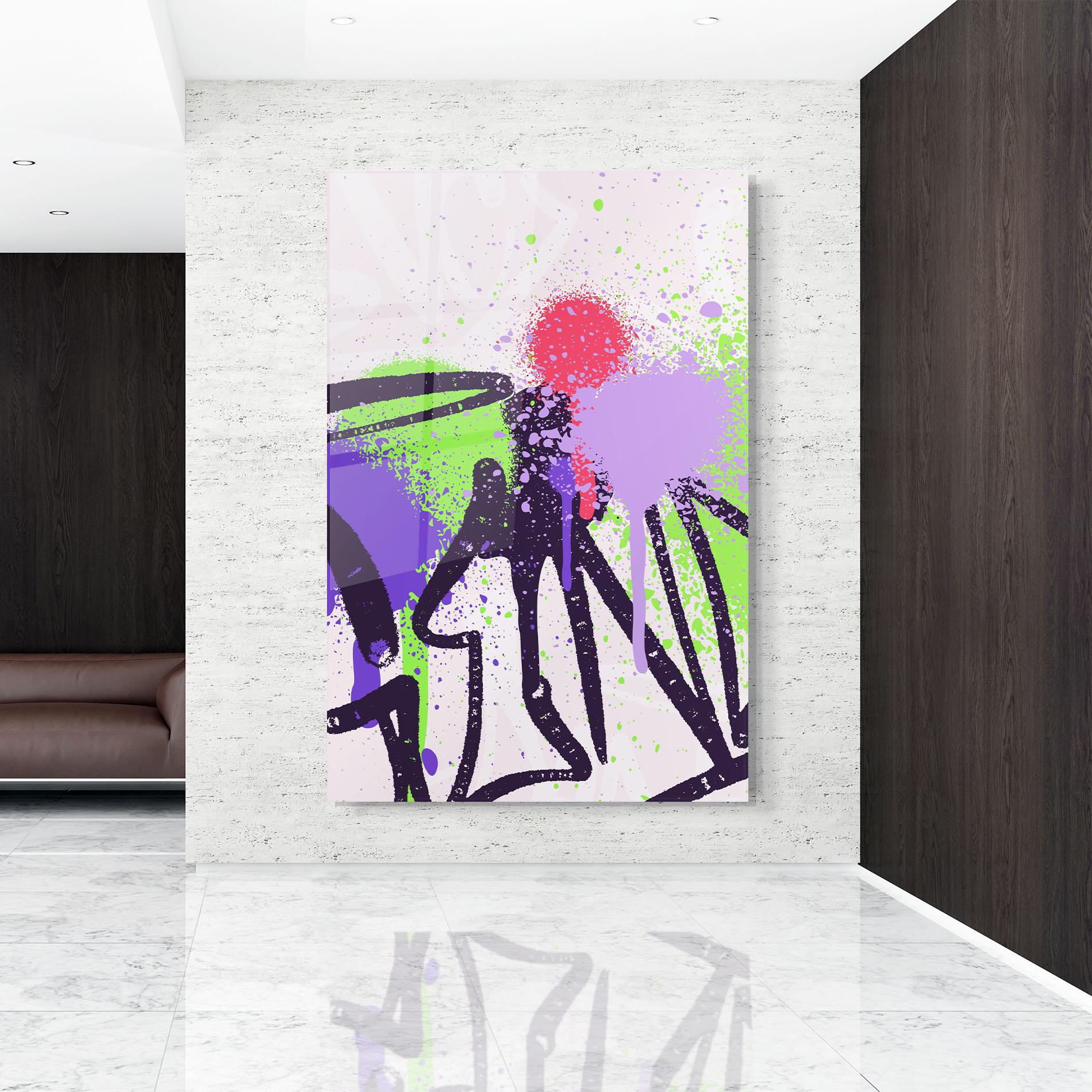 Üvegkép Green Purple Graffiti mockup 9