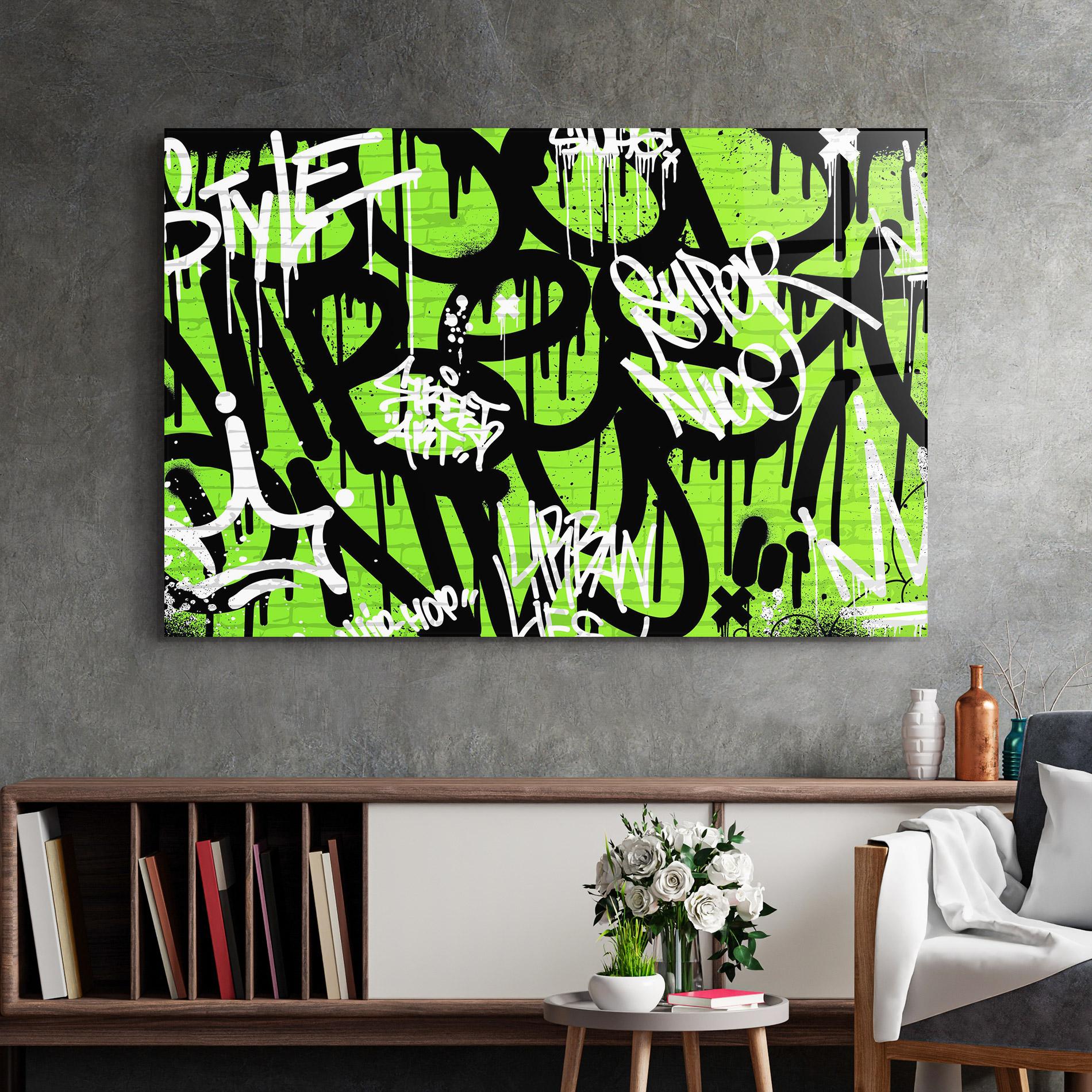 Üvegkép Graffiti Green Style mockup 2