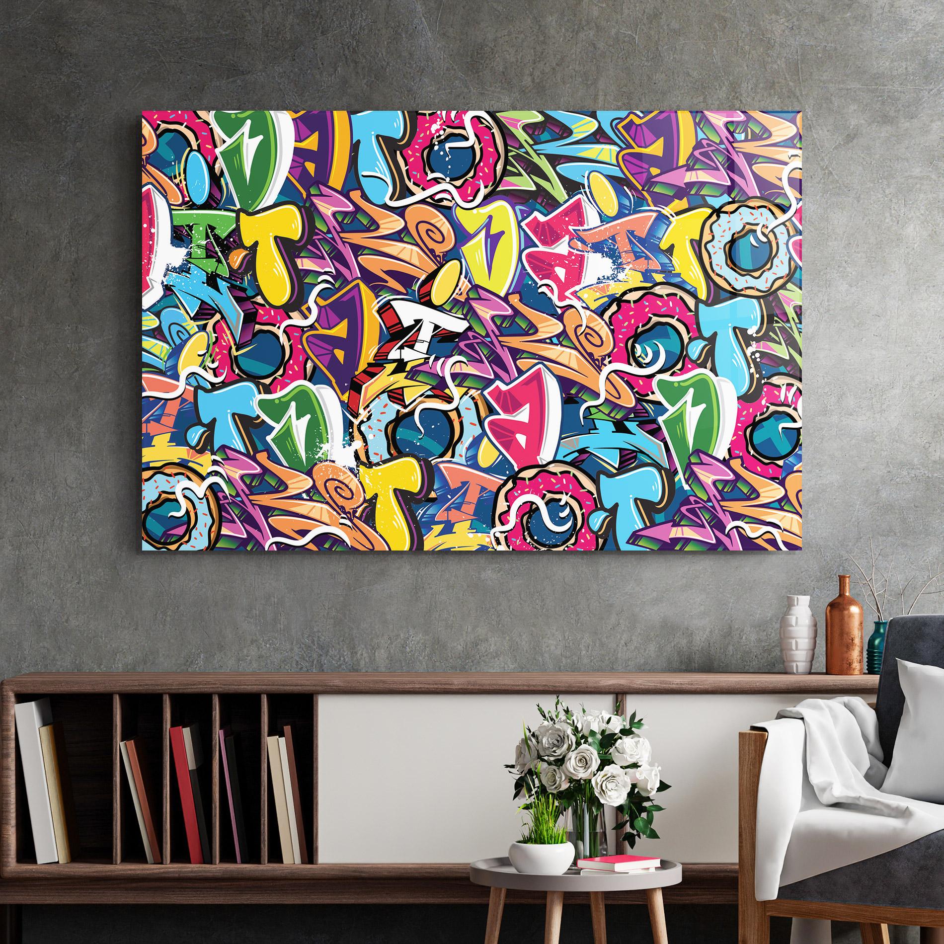 Üvegkép Graffiti Letters mockup 2