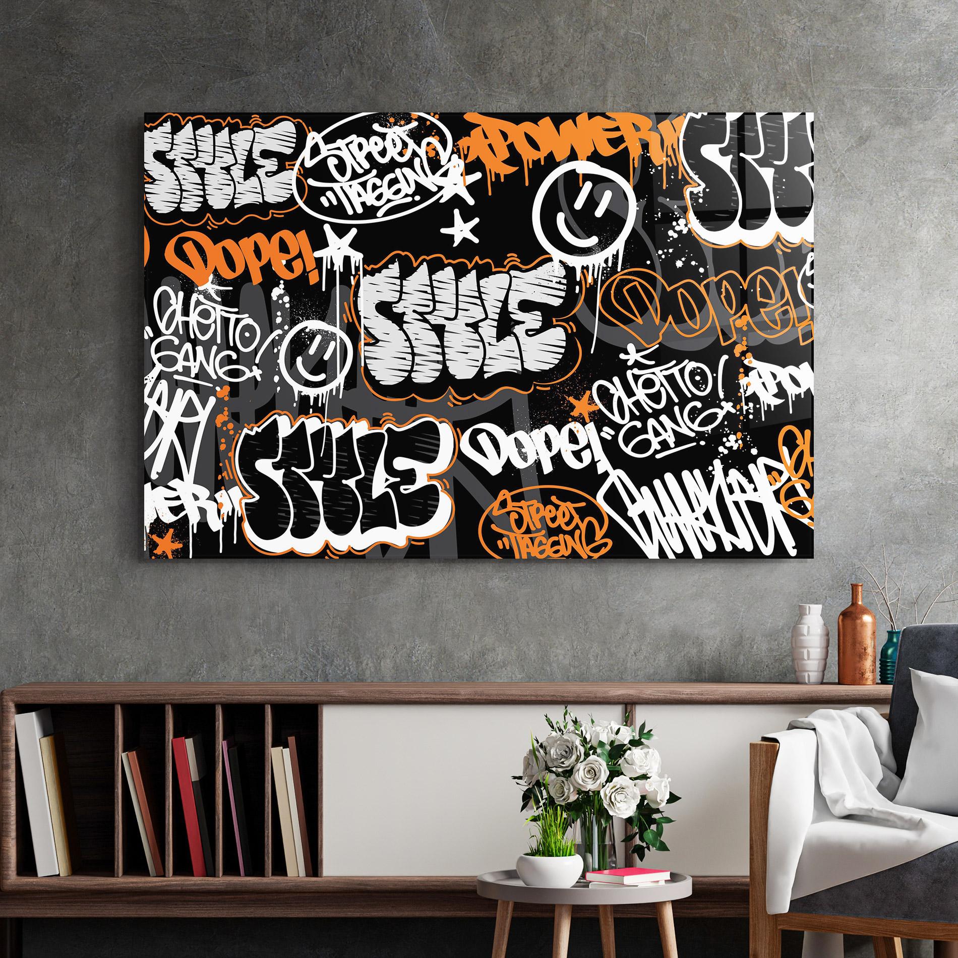 Üvegkép Orange Black Graffiti mockup 2